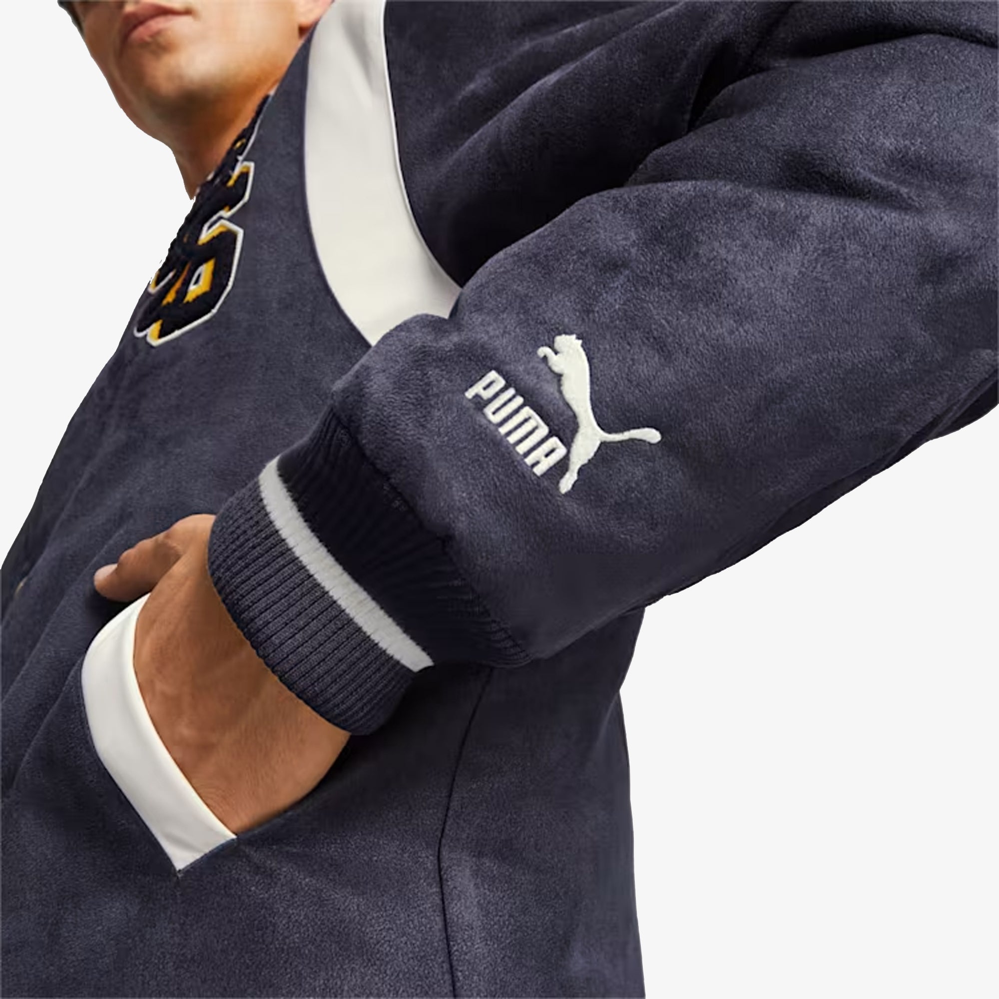 Puma | PUMA x STAPLE VARSITY JACKET { NEW NAVY - view 5