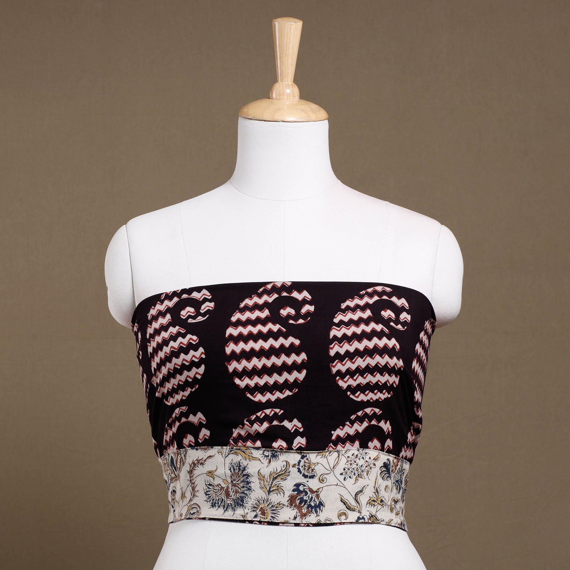 NOORI BAZAR Black - Rangoli Bagh Block Printing Cotton Blouse Piece