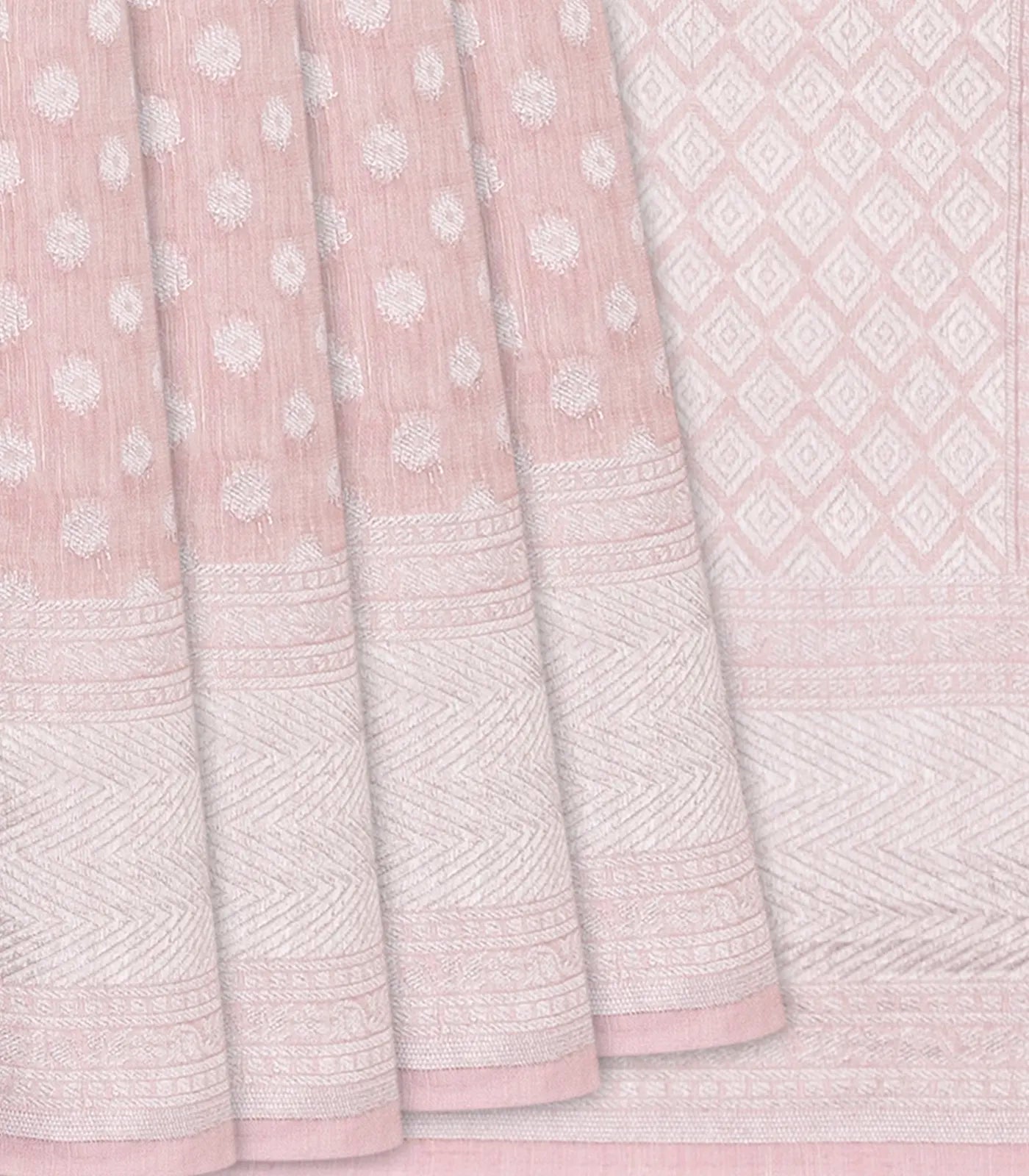 RmKV Dusty Pink Handwoven Linen Saree With Coin Motifs-Dusty Pink