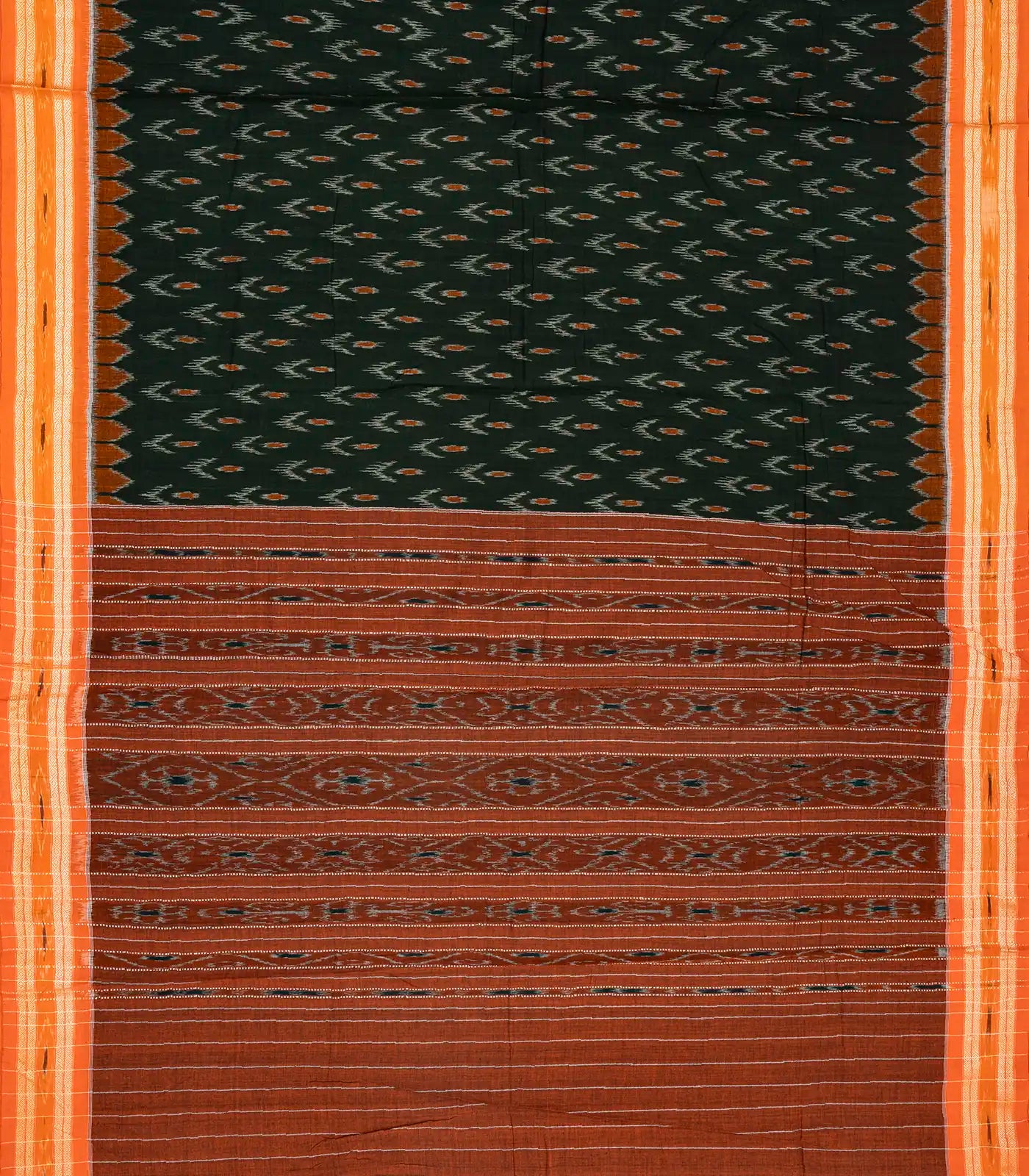 RmKV Sea Green Handloom Orissa Cotton Saree With Tie & Dye Floral Motifs - view 2