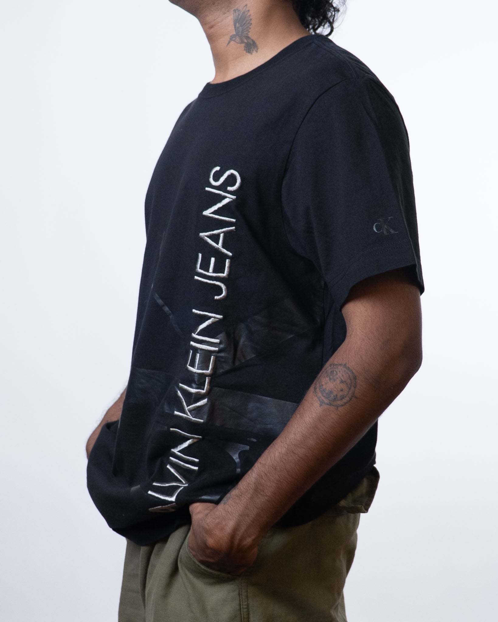 Calvin Klein Logo Embroidered Black Tee - view 2