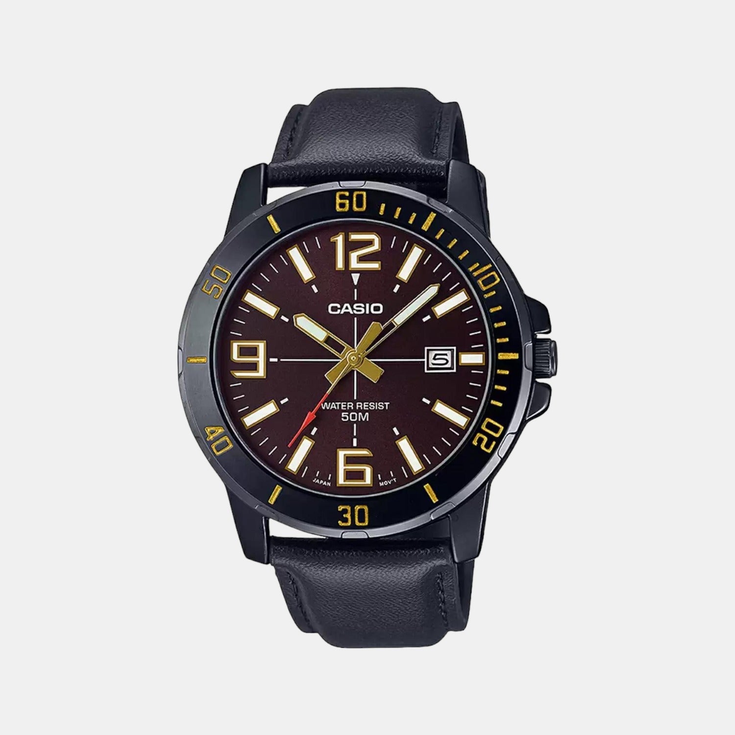 Casio Enticer Men Quartz Brown Dial Analog Stainless Steel Watch A1983