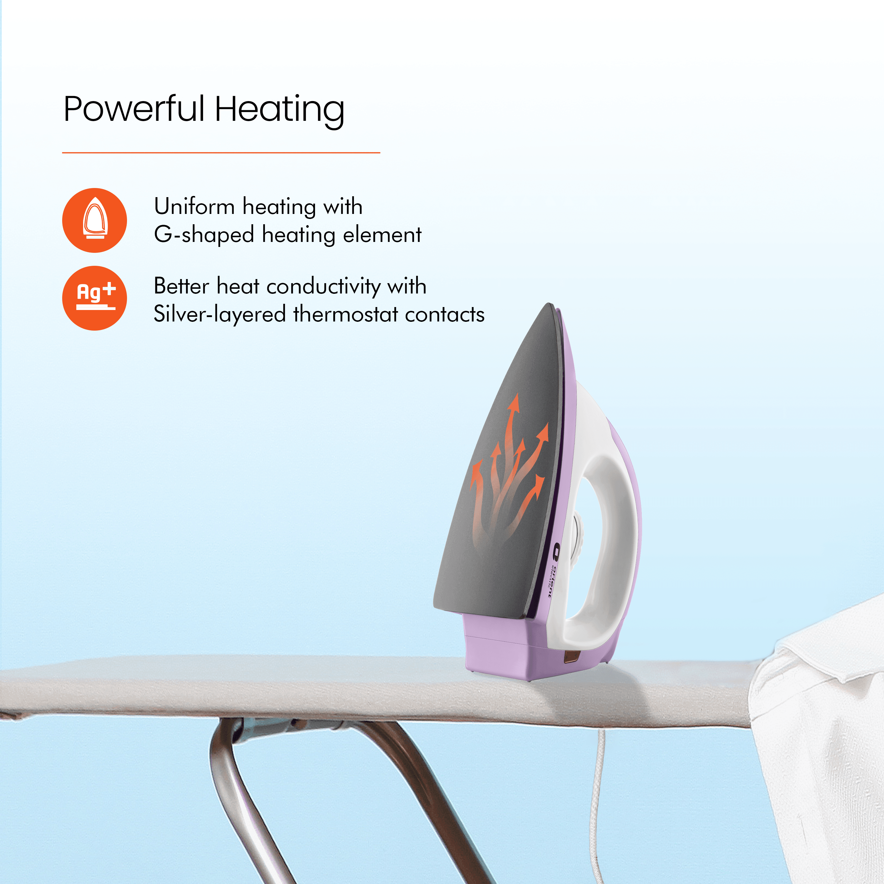 orientelectric Panache Plus Non-Stick Weillburger-Coated Soleplate Dry Iron - view 3