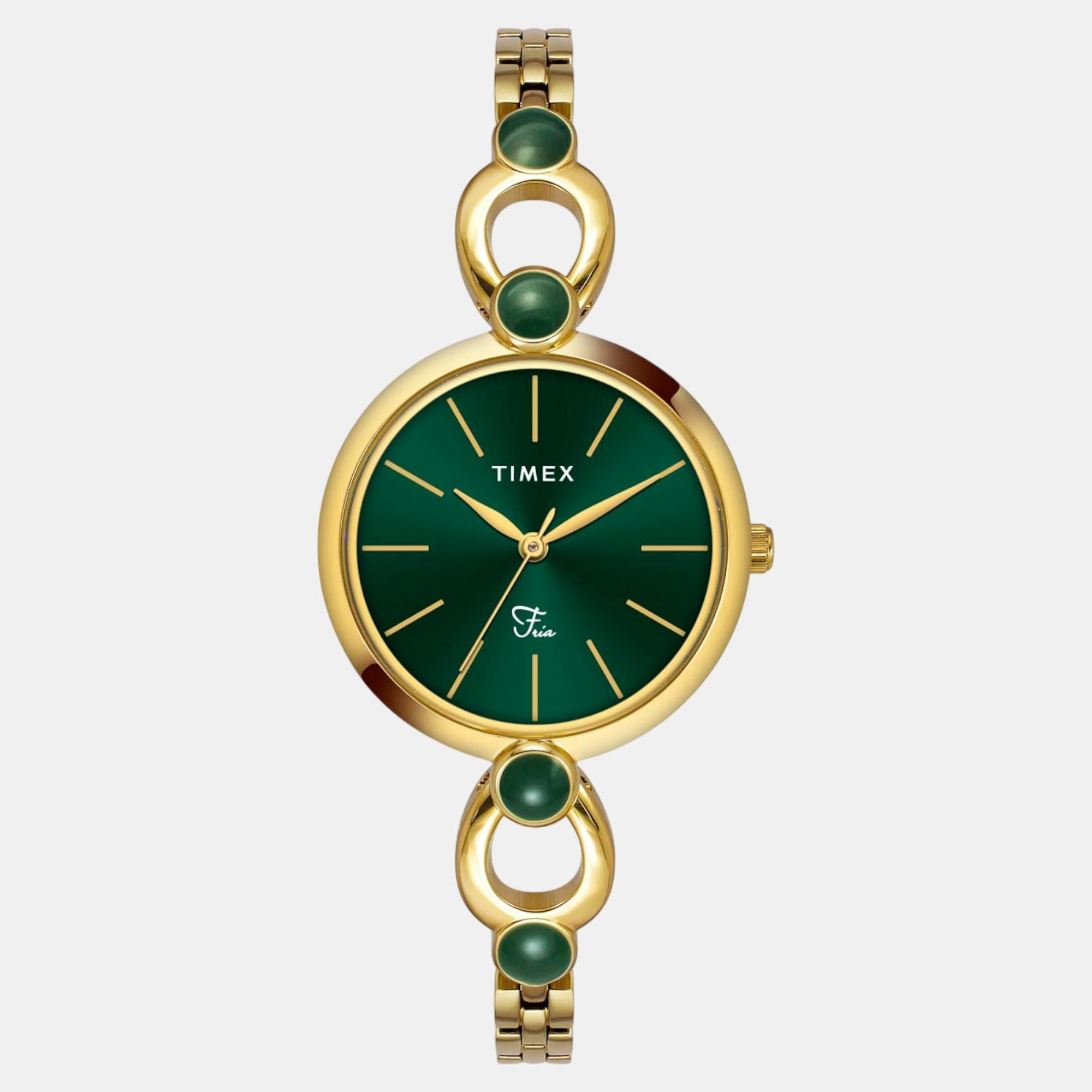 Timex Fria Women Quartz Green Dial Analog Brass Watch TWEL18104