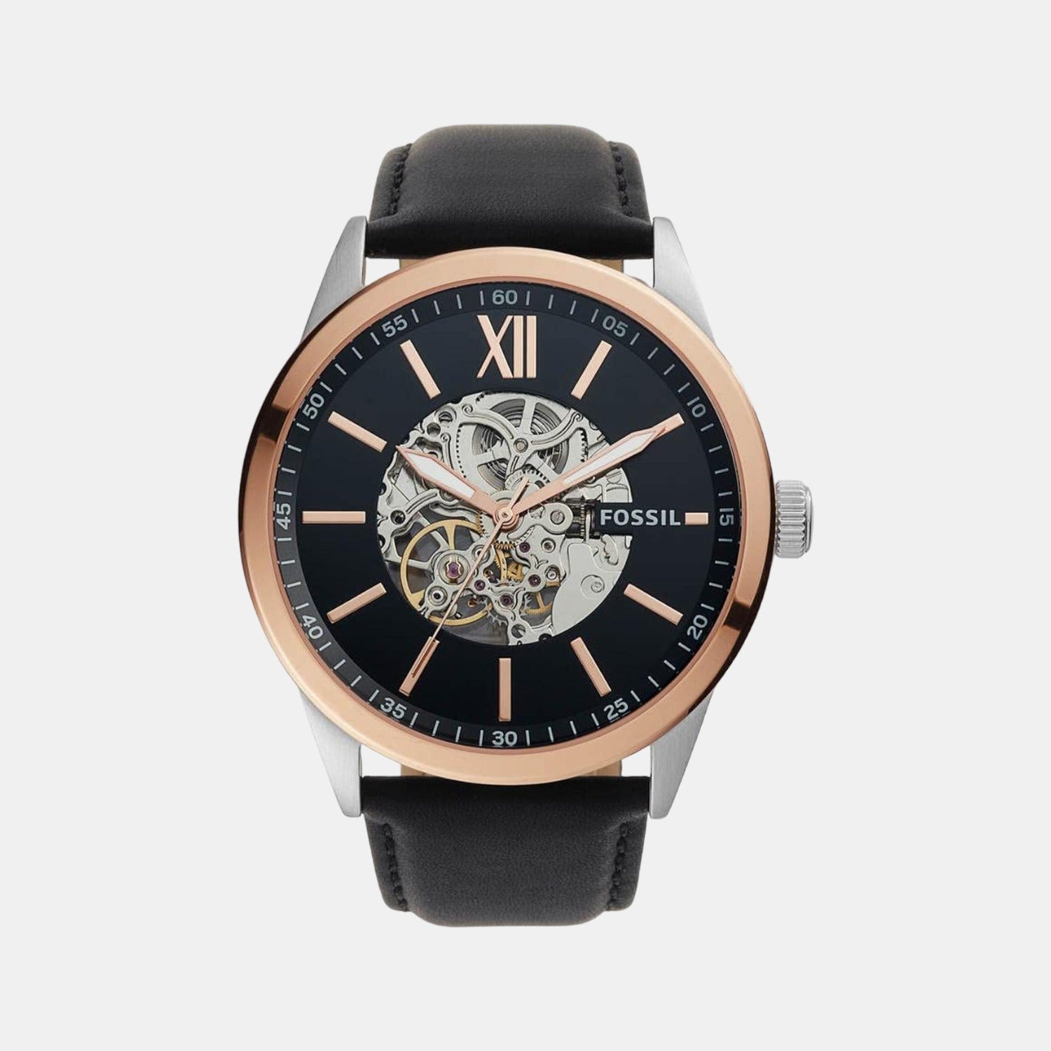 Fossil Flynn Men Automatic Black Dial Analog Leather Watch BQ2383