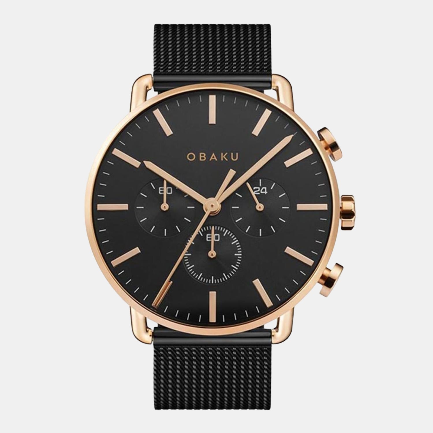 Obaku Havn-Night Men Quartz Black Dial Chronograph Stainless Steel Watch V232GCVBMB