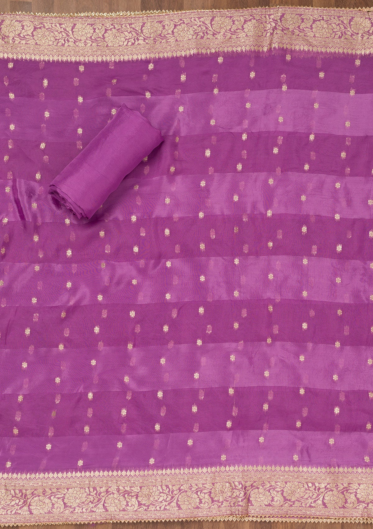 Koskii Purple Zariwork Raw Silk Unstitched Salwar Suit - view 6