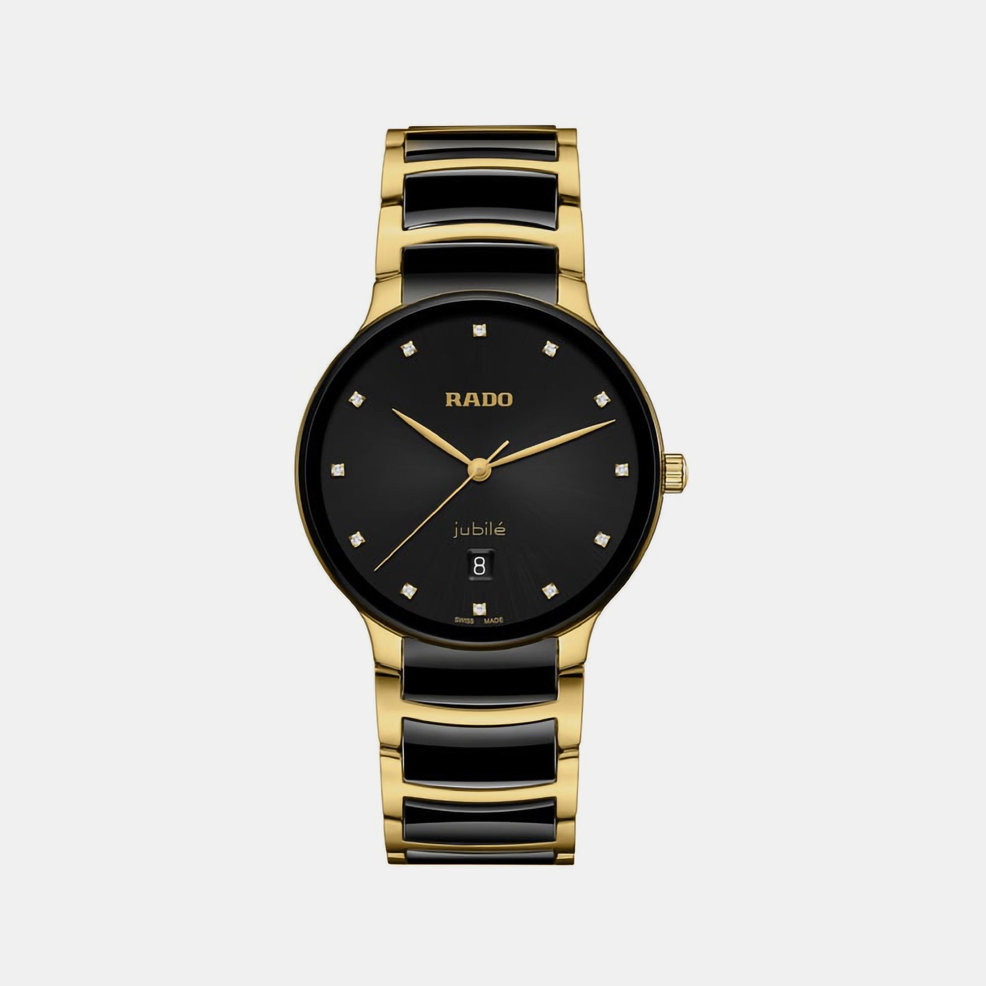 Rado Centrix Unisex Quartz Black Dial Analog Ceramic Watch R30022742
