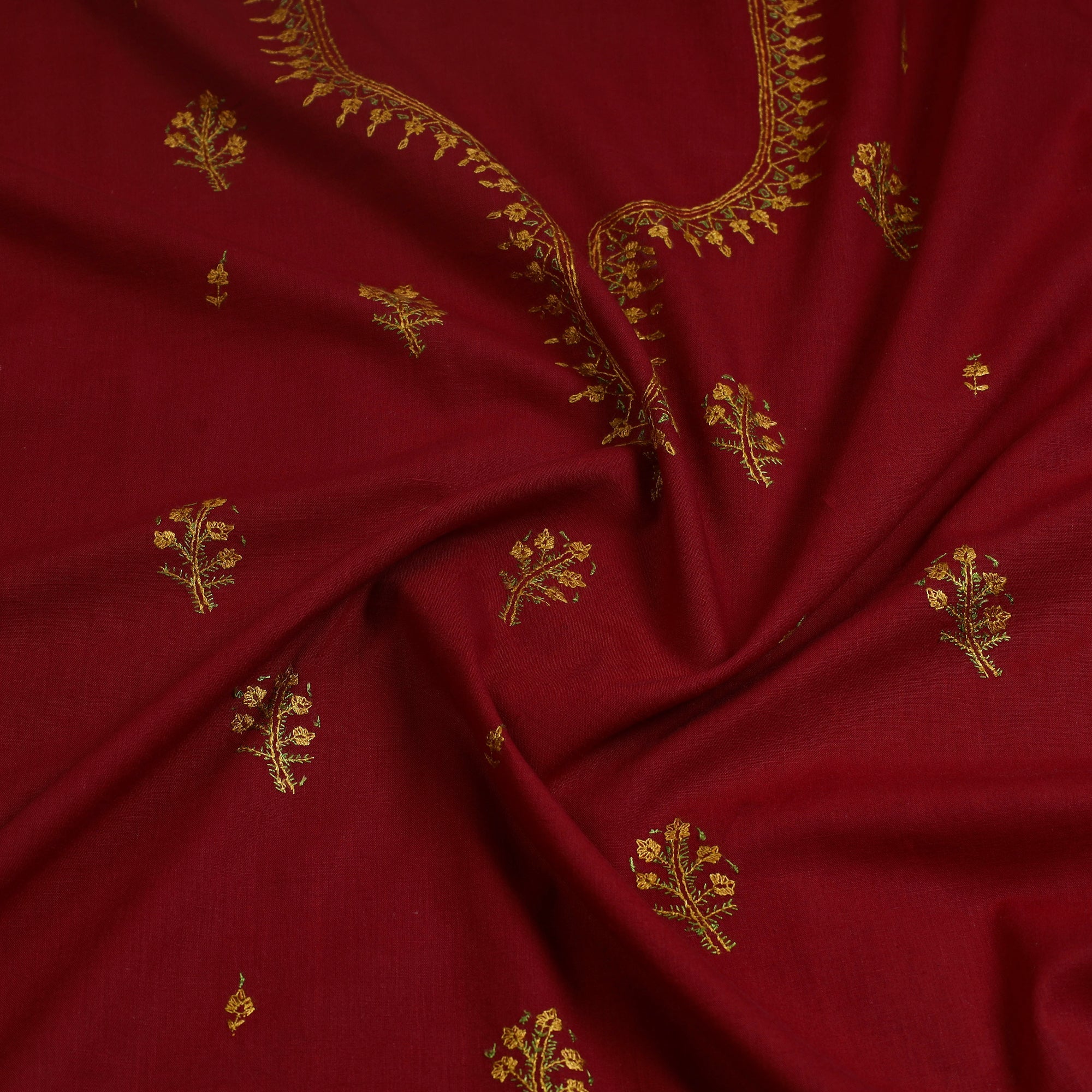 ITOKRI CRAFTS INITIATIVE Kashida Hand Embroidery Cotton Kurta Material (2.4m) 17 - view 2