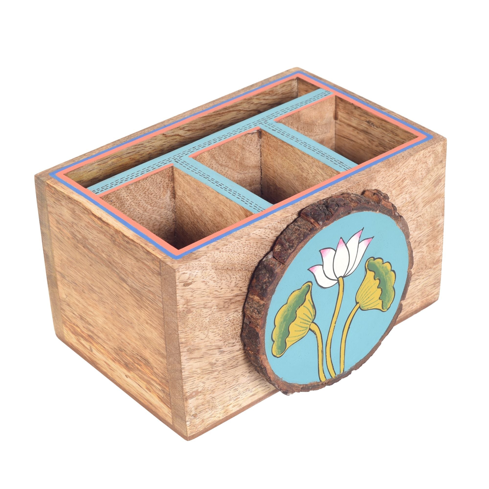 ART CREATIONS BY SUMAN SONTHALIA Beige - Pichhwai Iteeha Cutlery Storage Box - view 2