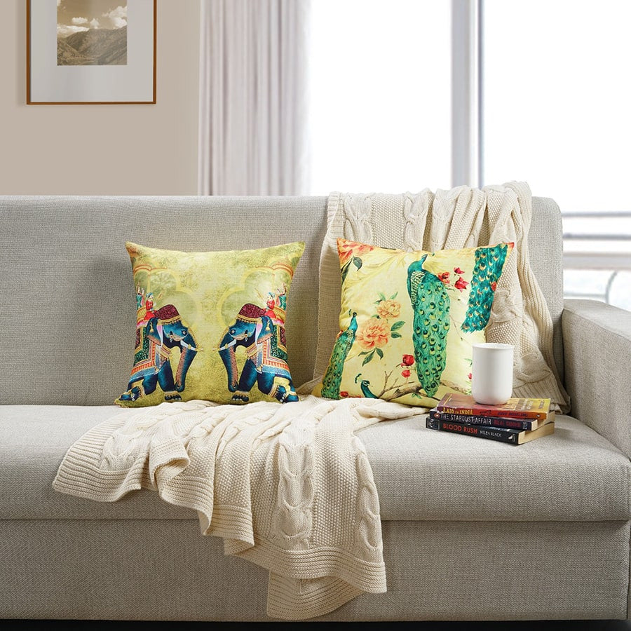 Swayam India Digital Printed Dupion Cushion Covers-5264