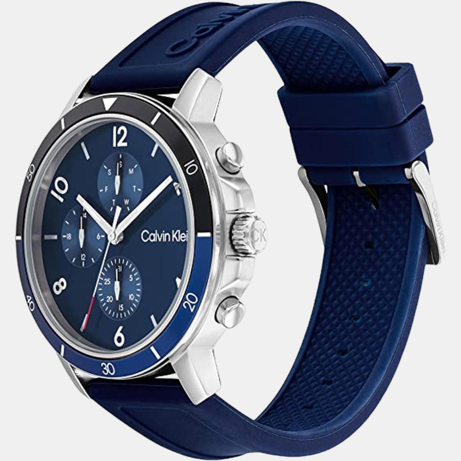 Calvin Klein Gauge Sport Men Quartz Blue Dial Chronograph Silicone Watch 25200071 - view 2
