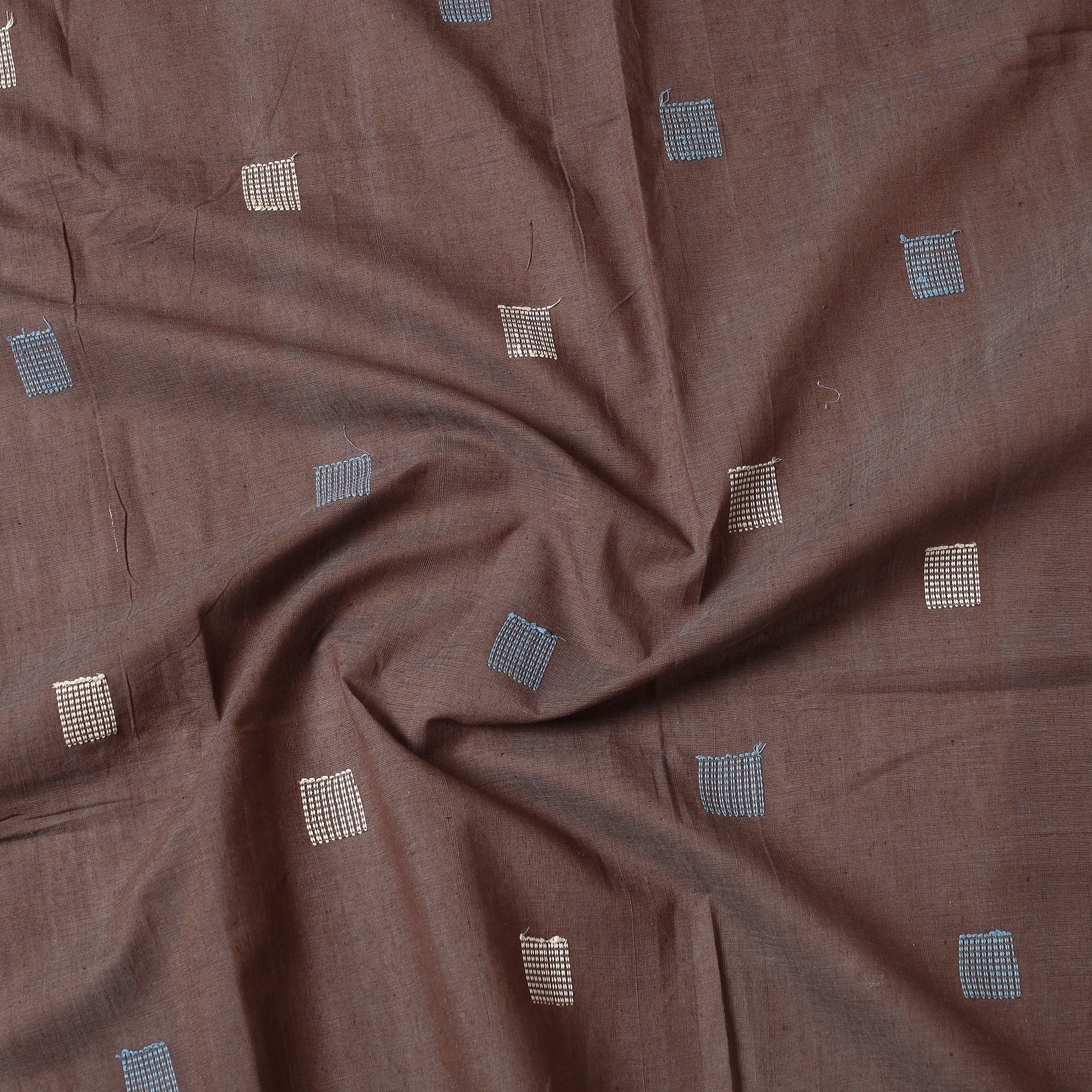 CREYO Brown - Godavari Jamdani Buti Pure Handloom Cotton Precut Fabric (1 Meter) - view 2