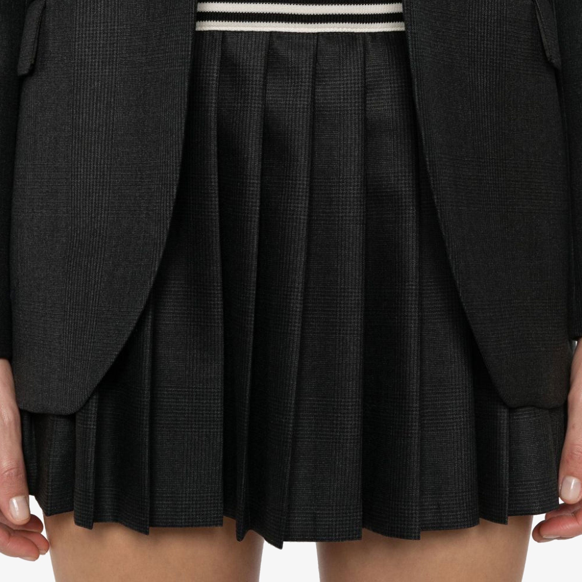 Sporty & Rich | Abigail Wool Pleated Skirt { Gray/white - view 4