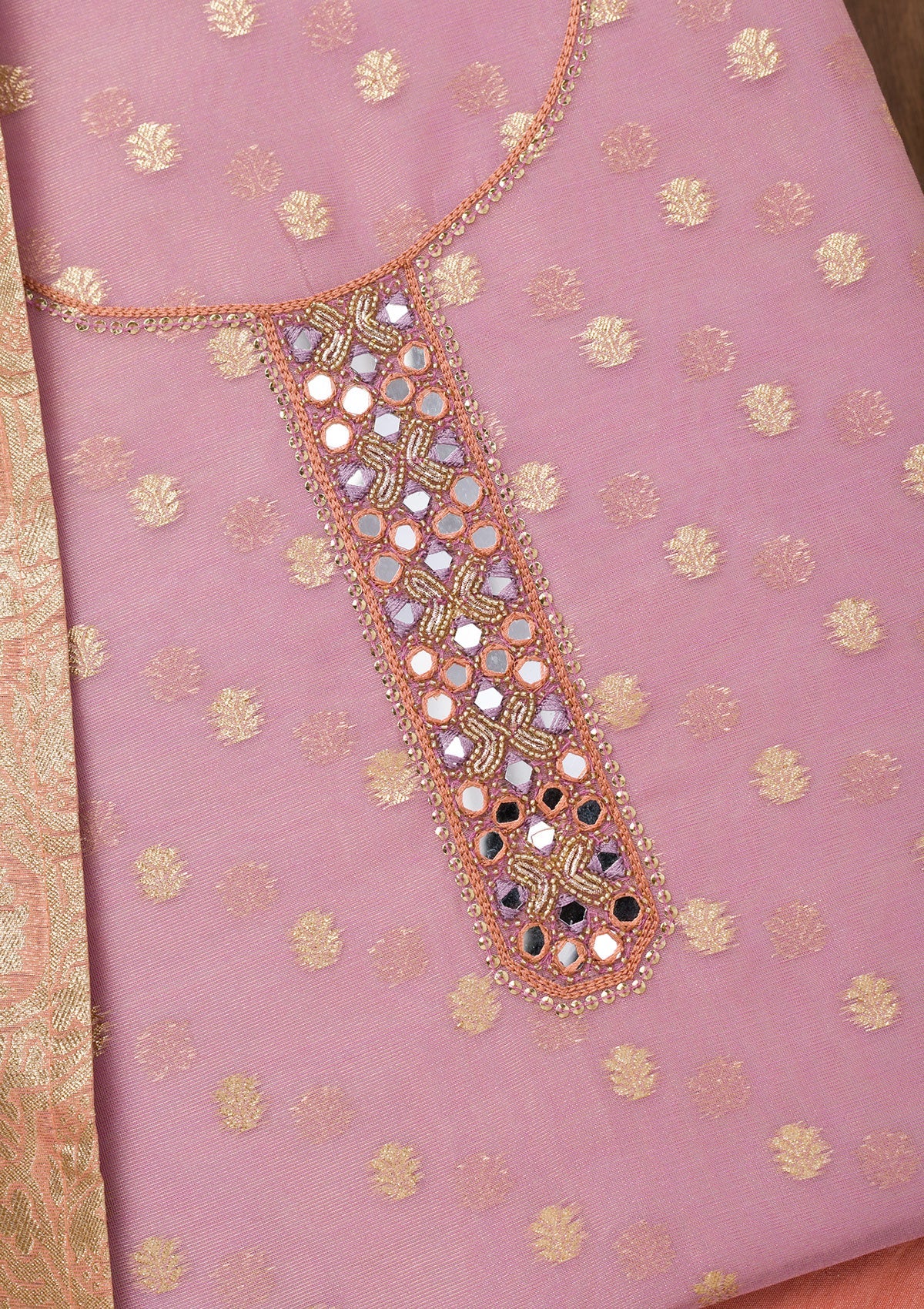 Koskii Lavender Zariwork Banarasi Unstitched Salwar Suit - view 2