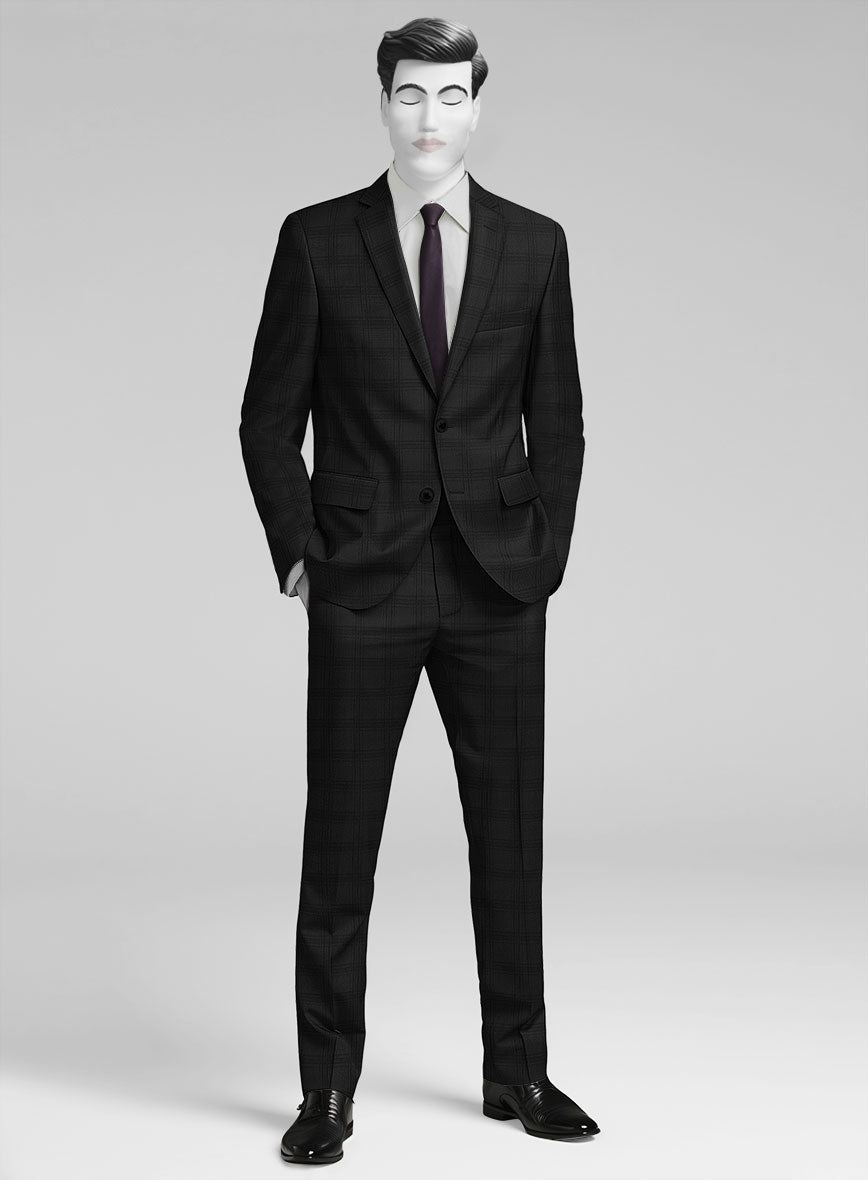 StudioSuits Napolean Brook Overcheck Black Wool Suit