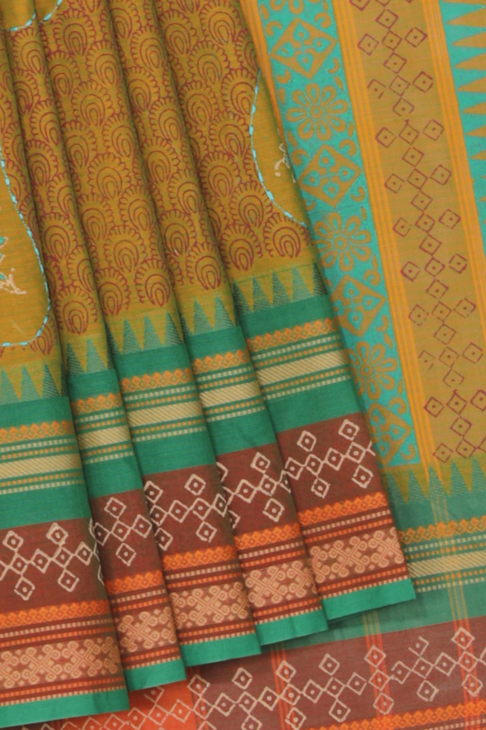 Kalanjali Ethnics Hand block printed cotton saree