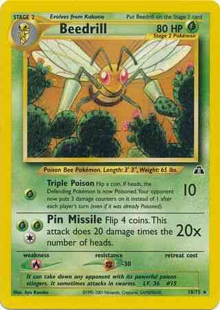 Unlimited neo2u-18 non-holo – Pokémon Beedrill - 18/75 - Rare - Unlimited [neo2U-18] [Non-Holo]