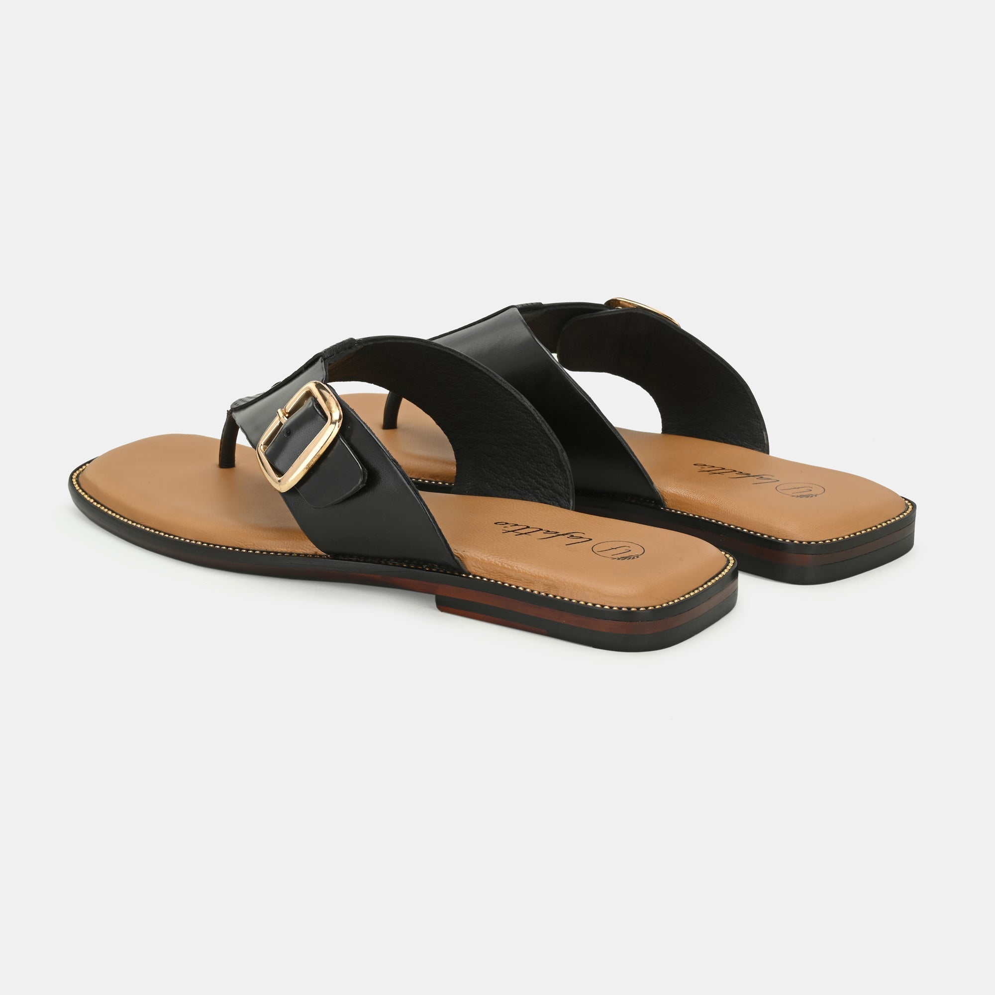 Black Buckled Slippers By Lafattio - view 2