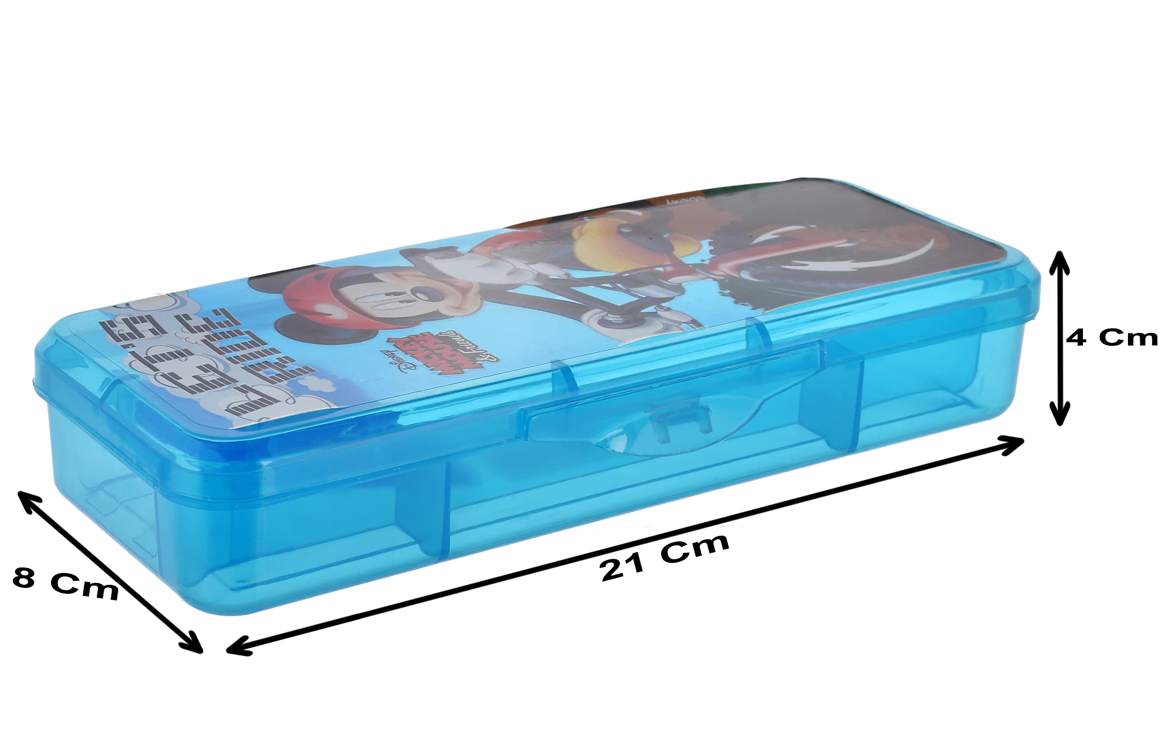 Heart Home Micky Mouse Printed Tranasparent Plastic Pencil Box Mini Organizer Storage Box for Kids (Blue) - view 5