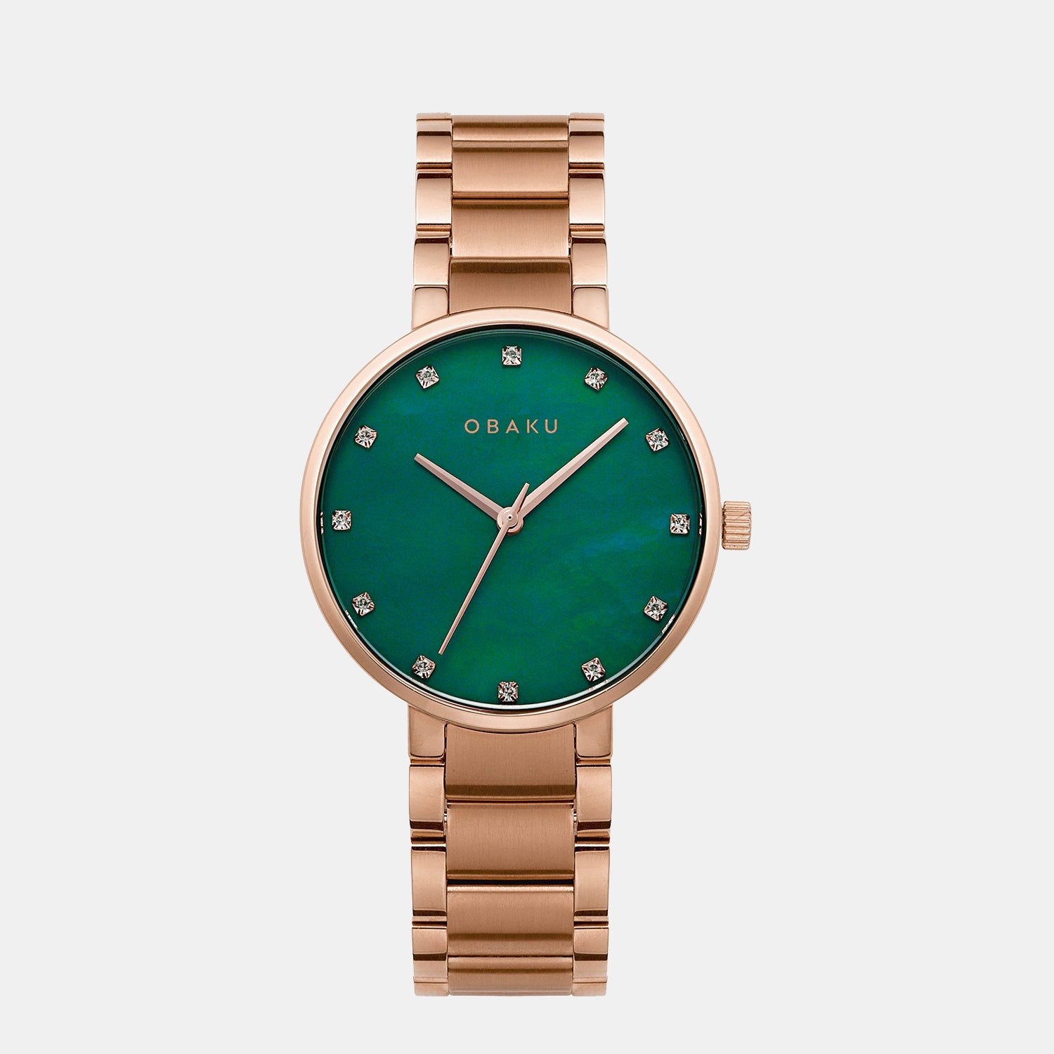 Obaku Glad Fern Women Quartz Green Dial Analog Stainless Steel Watch V189LXVESV