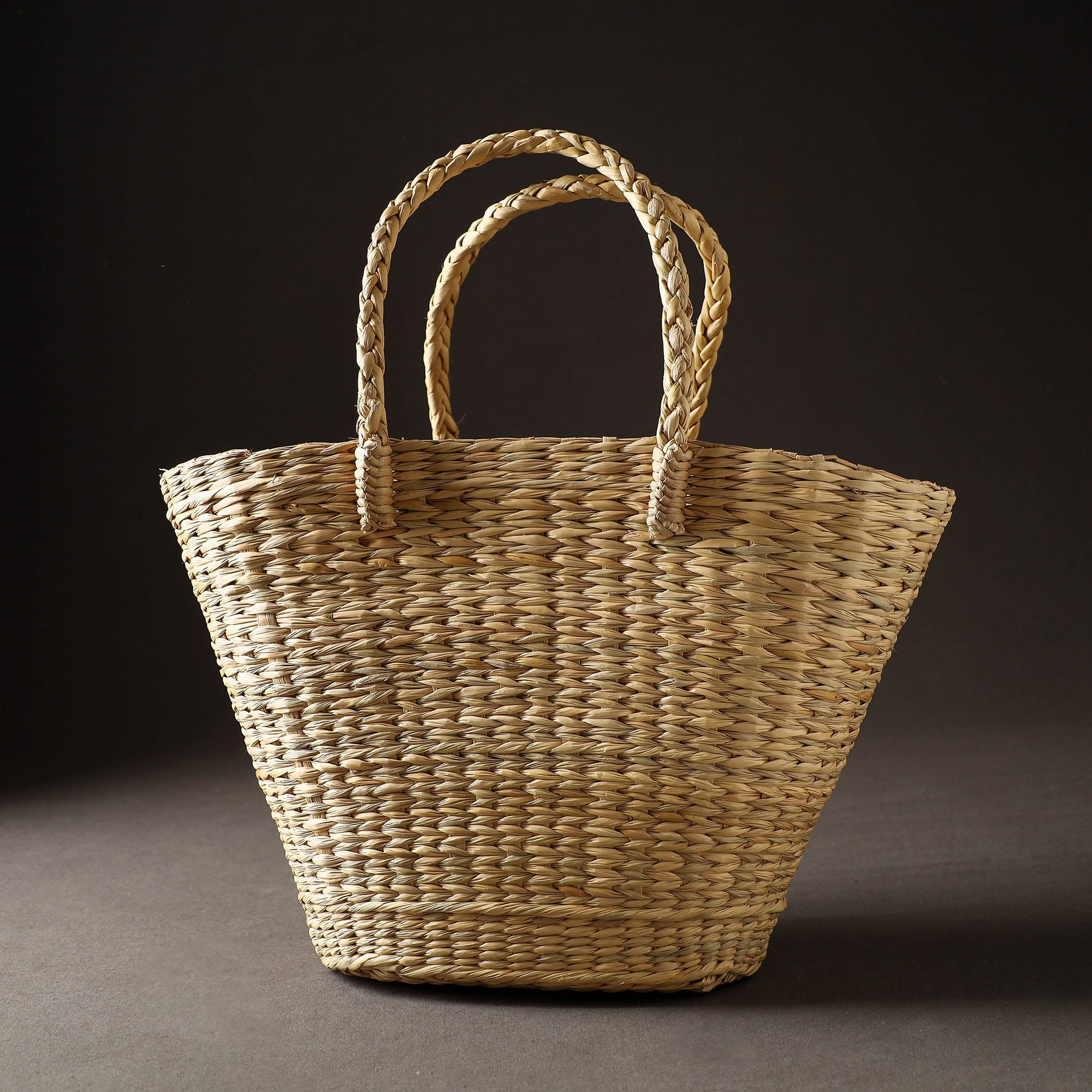 ITOKRI CRAFTS INITIATIVE Beige - Handcrafted Natural Water Reed Embroidered Shopping Bag - view 4