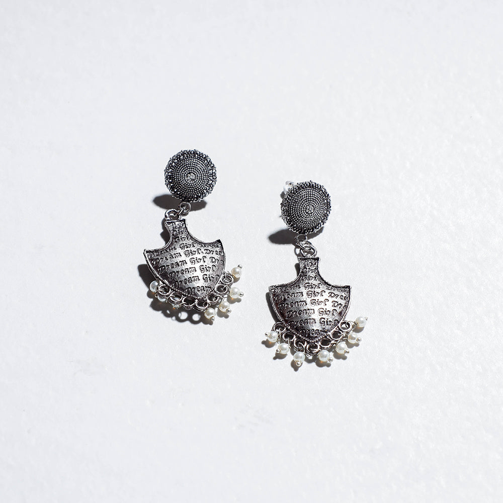 WHITE RIVER STORIES Antique Finish Oxidised German Silver Earrings - view 2