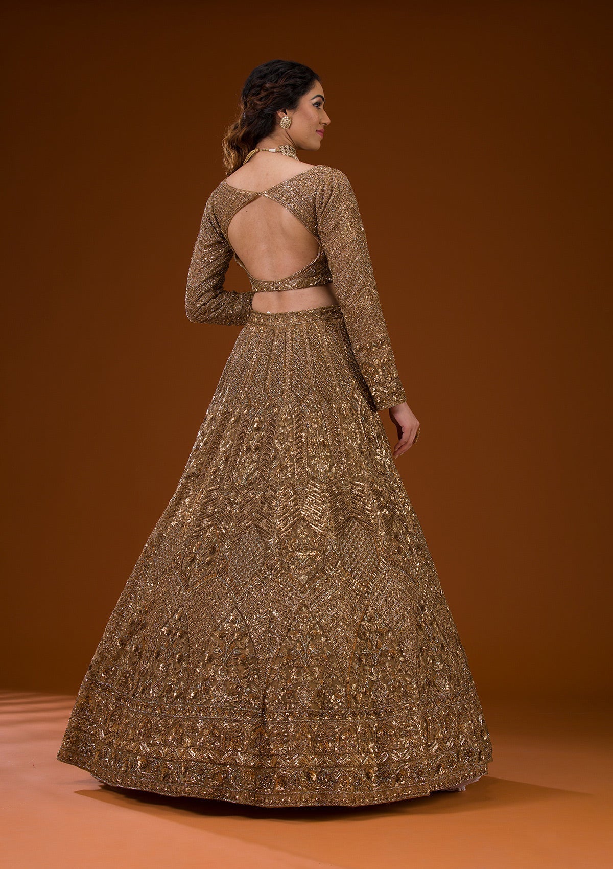 Koskii Gold Stonework Net Readymade Lehenga – Women's - view 3