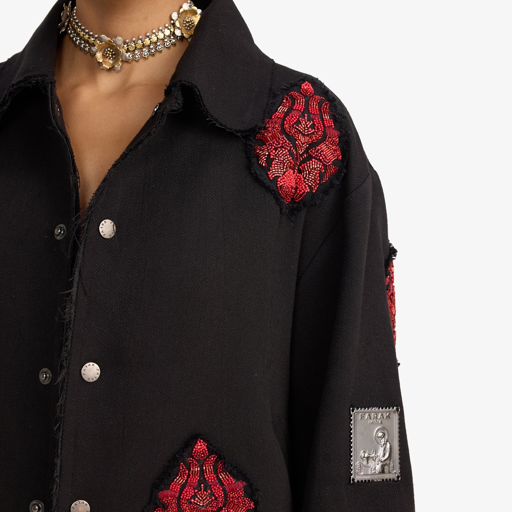 F A R A K | Hand Embriodered Jacket { Black/black - view 6