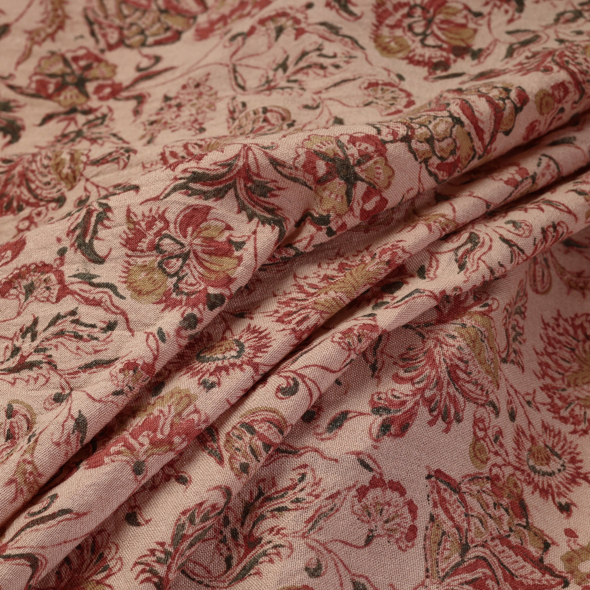 PITCHUKA SRINIVAS KALAMKARI PEDANA Brown - Pedana Kalamkari Block Print Handwoven Wool Fabric - view 2