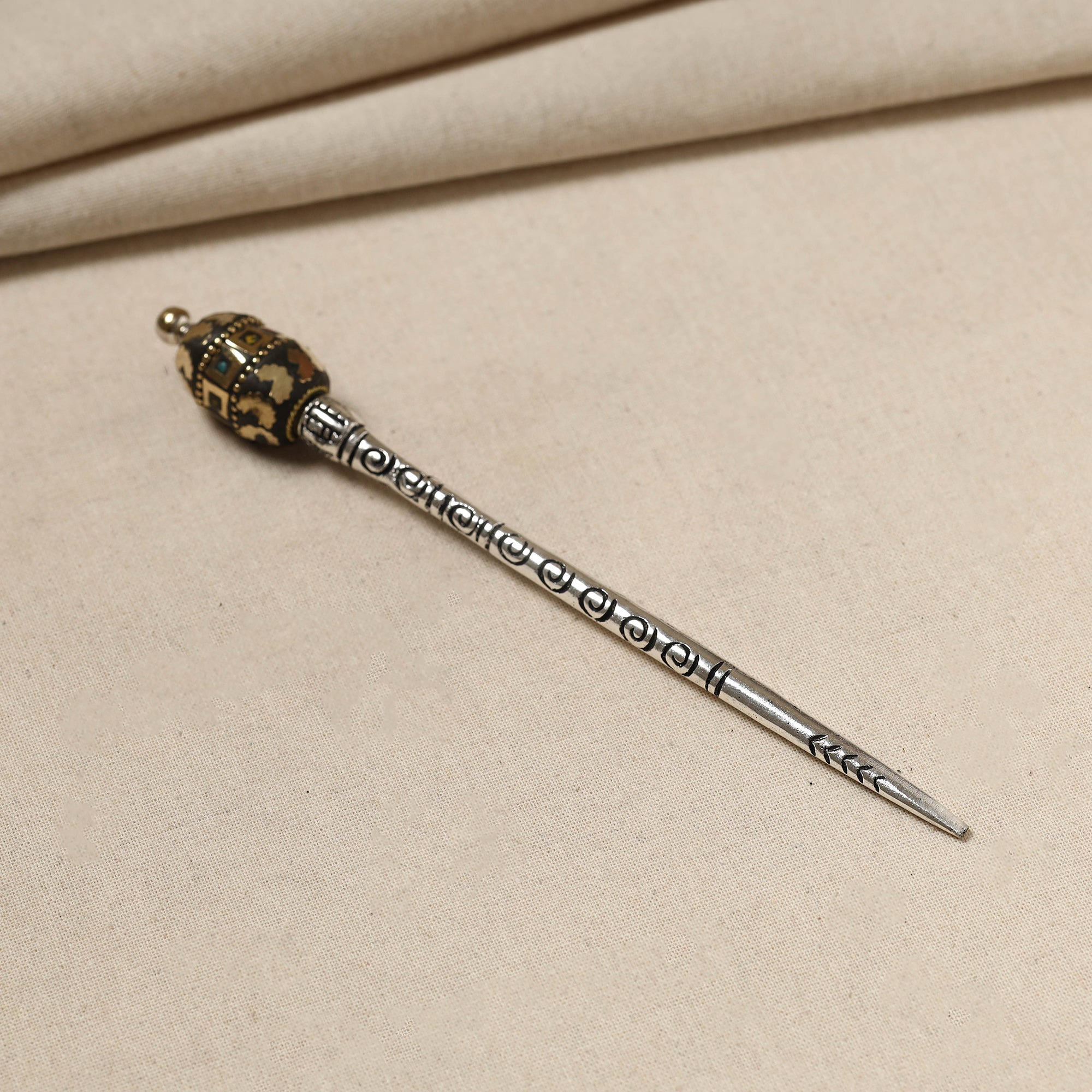 WHITE RIVER STORIES Antique Finish Oxidised German Silver Juda Stick