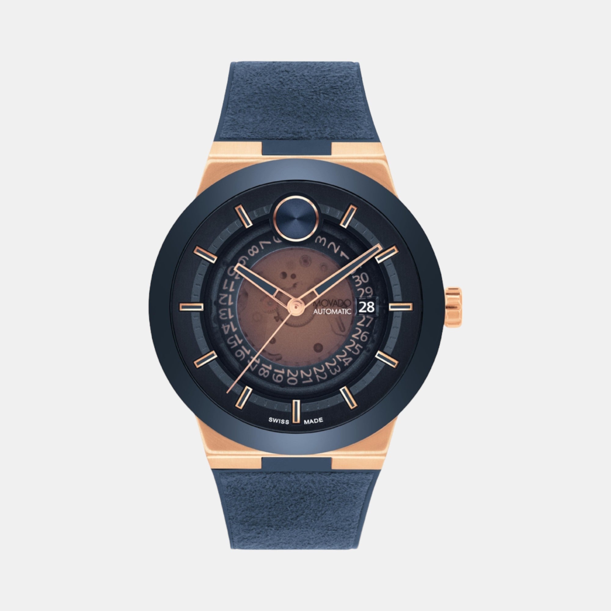 Movado Bold Men Automatic Transparent Dial Analog Leather Watch 3601194