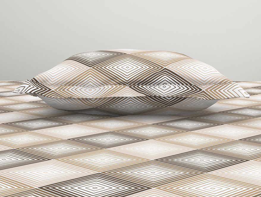 Spaces India Geometric Beige Polycotton Bedsheets Single Harmony - By Welspun - view 4