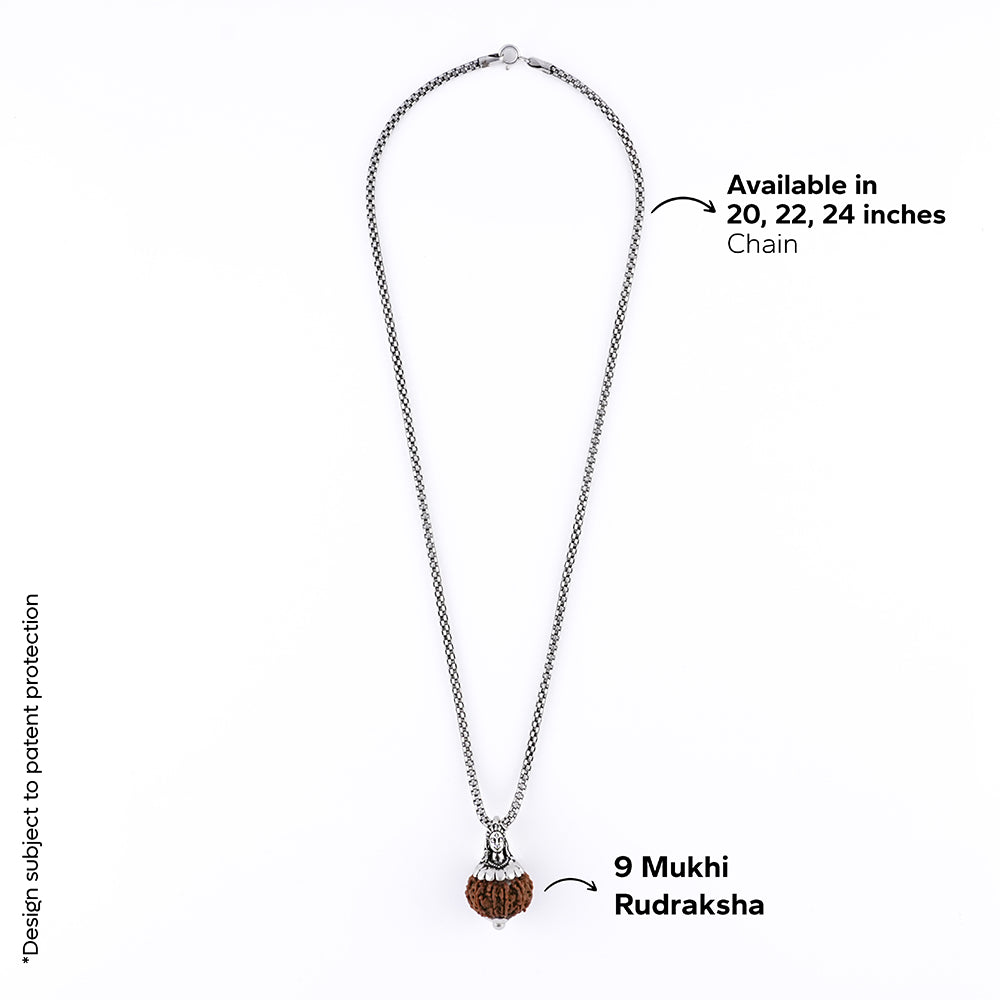 Prinjal Jewellers Adiyogi Pendant (9 Mukhi Nepali Rudraksha) With Chain - view 6