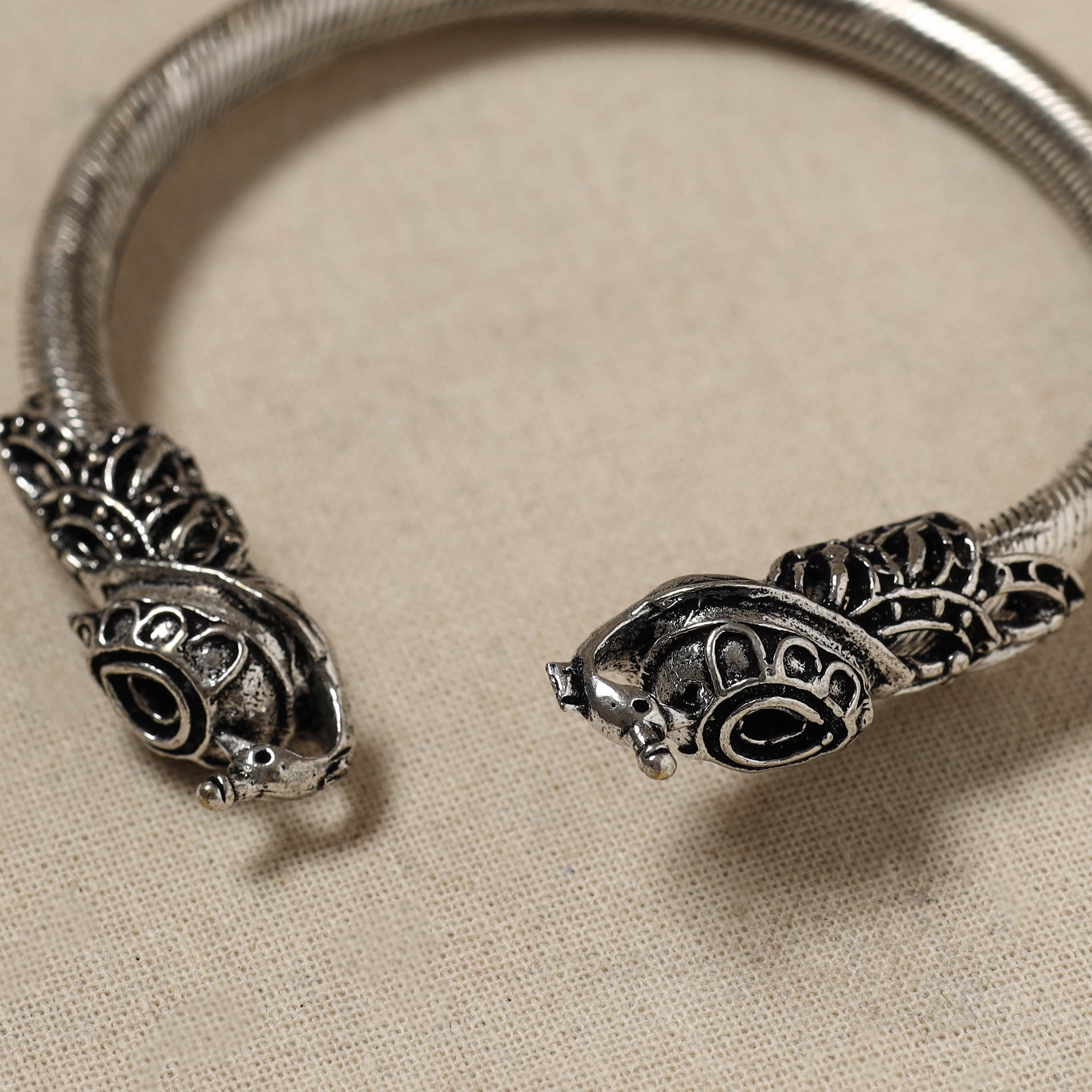 WHITE RIVER STORIES Antique Finish Oxidised German Silver Kada / Bangle (Adjustable) - view 2