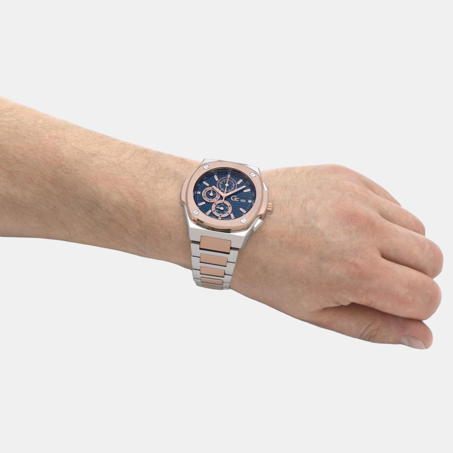 GC Coussin Shape Men Quartz Blue Dial Chronograph Stainless Steel Watch Y99002G7MF - view 6