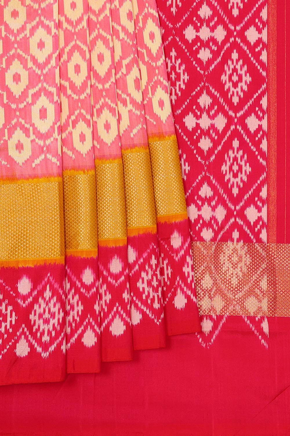 Kalanjali Ikat Silk Light Pink Saree – Women's