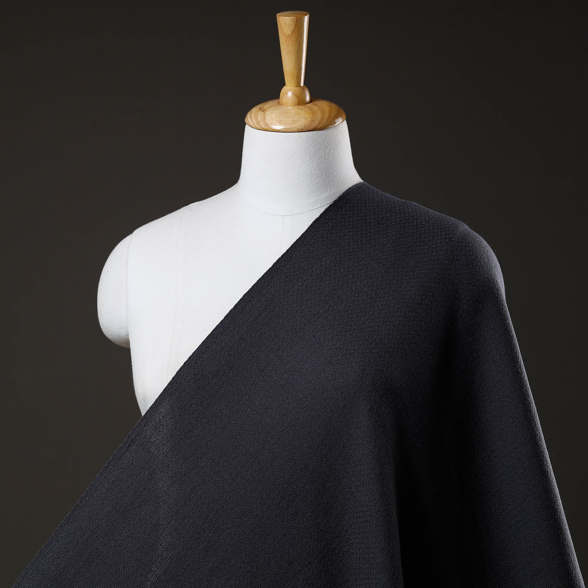KILMORA Black - Kumaun Handwoven Merino Woollen Fabric - view 2