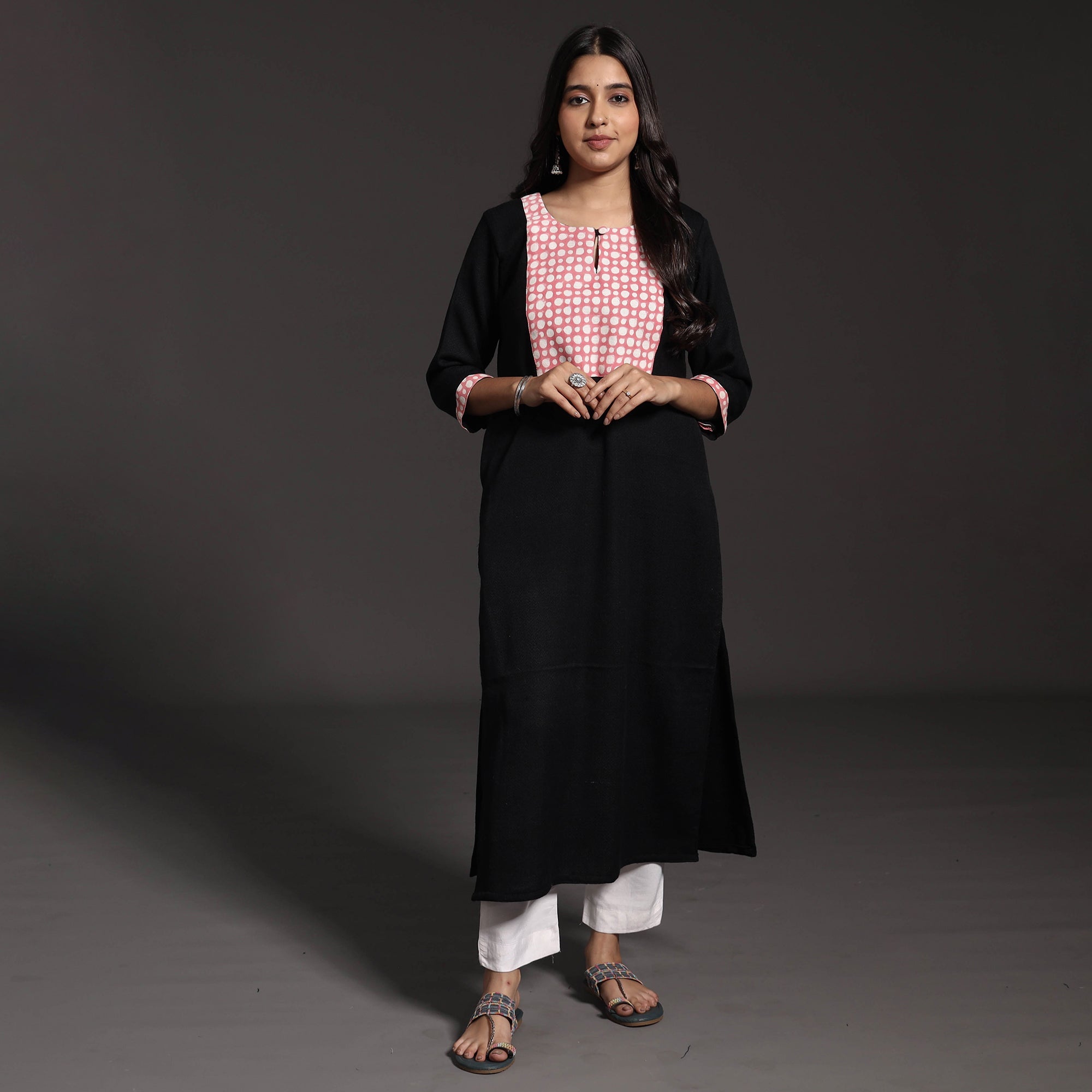 ITOKRI CASUALS Black - Kumaun Handwoven Straight Merino Woolen Kurta - view 2