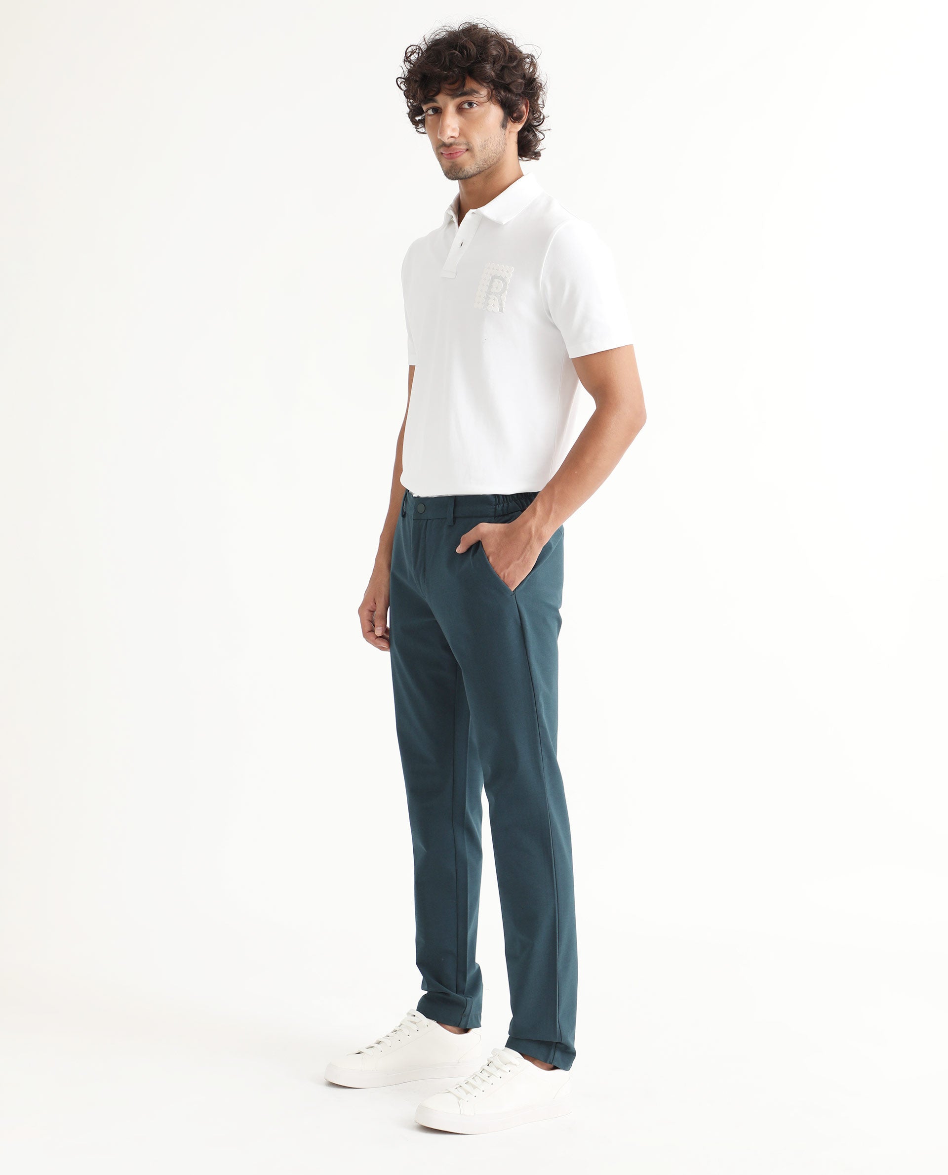 Rare Rabbit Men's Poka White Cotton Lycra Fabric Collared Neck Half Sleeves Polo T-Shirt - view 7