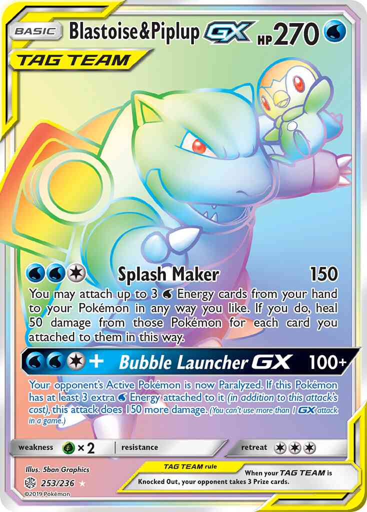 Rare secret sm12-253 – Pokémon Blastoise & Piplup-GX - 253/236 - Rare Secret [sm12-253] [Secret]