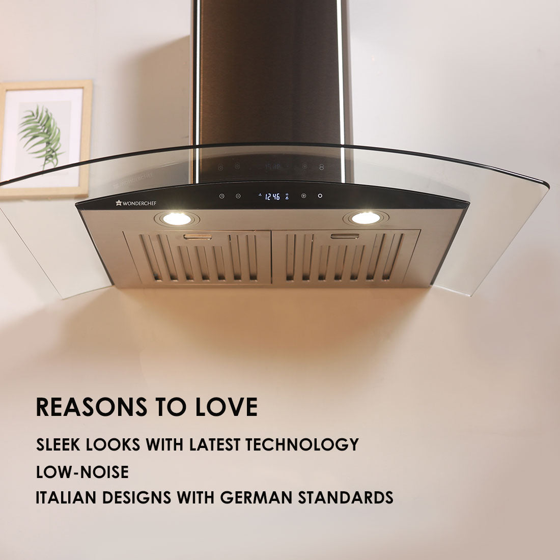 Wonderchef Napoli Curve Glass Chimney 60cm/1250m3/h - view 12