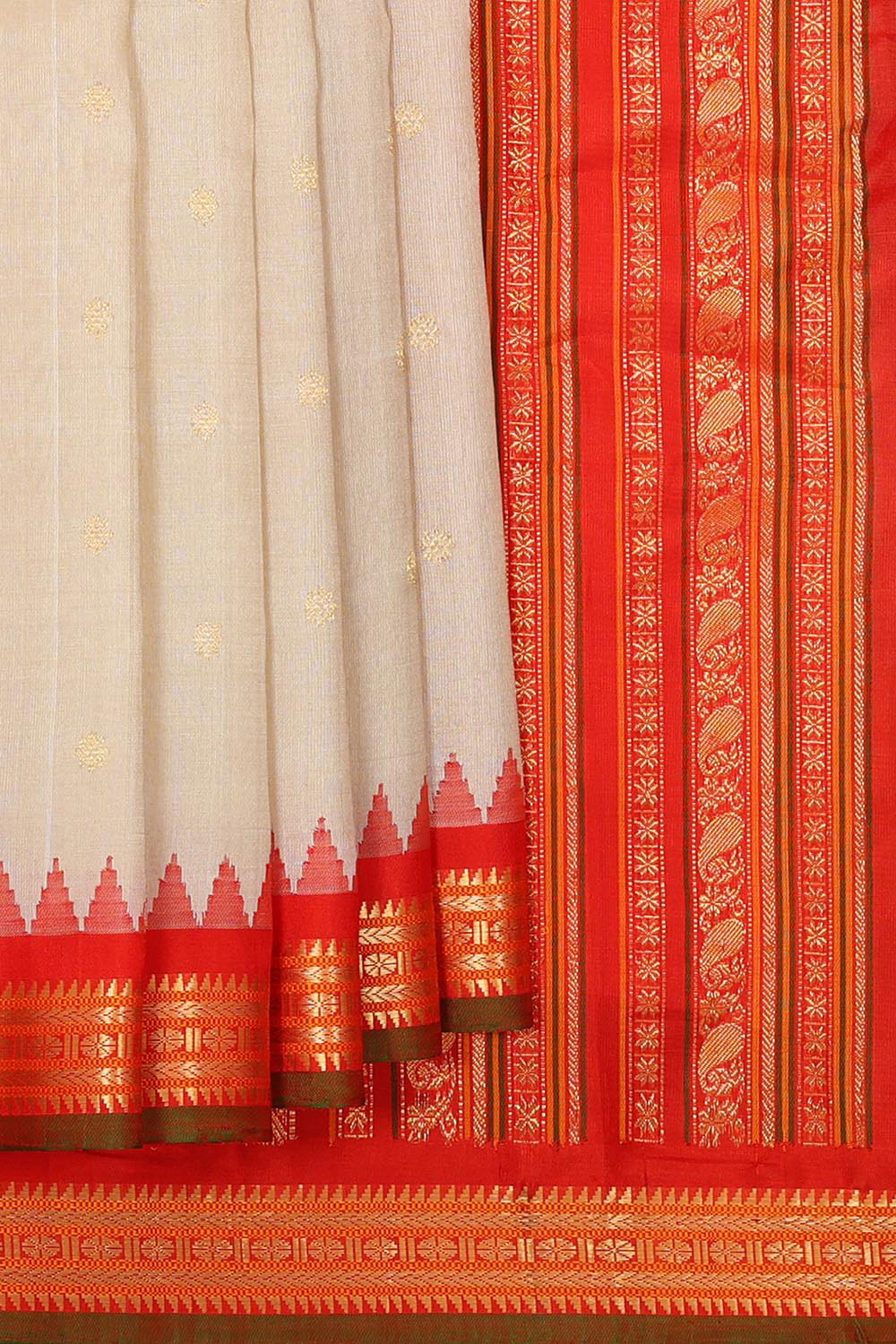 Kalanjali Gadwal Tussar Cream Saree – Women's