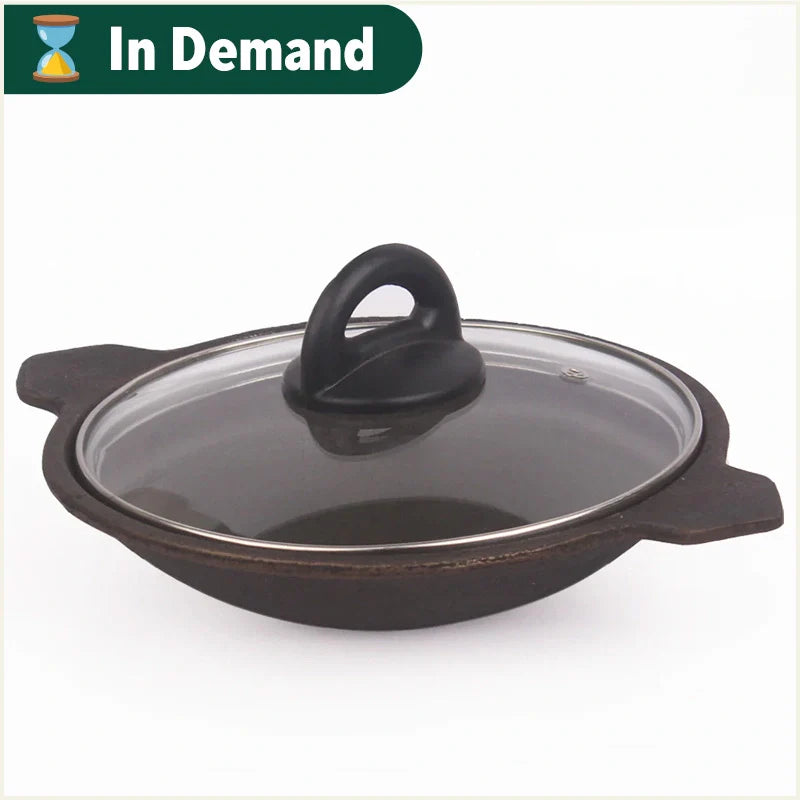 The Indus Valley CASTrong Cast Iron Appam Pan/Appachetty, Glass Lid, Pre-seasoned, Nonstick, 100% Pure, Toxin-free, Induction, 22cm, 1.5kg