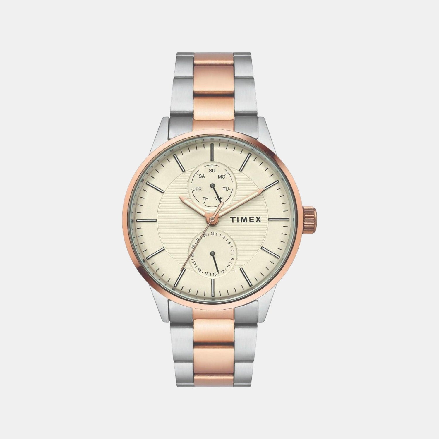 Timex Fashion Men Quartz Beige Dial Chronograph Stainless Steel Watch TWEG19902