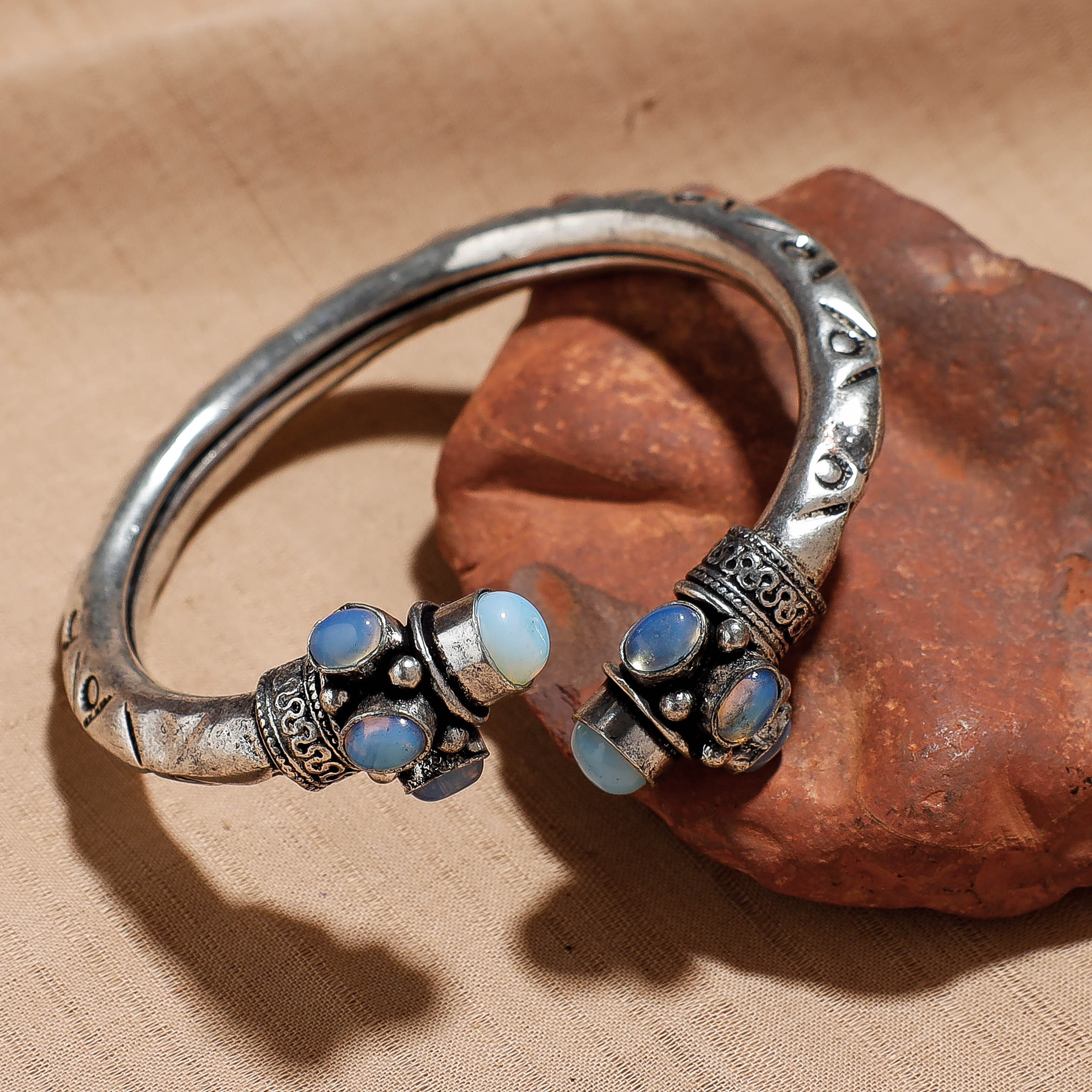 WHITE RIVER STORIES Antique Finish Oxidised German Silver Kada / Bracelet - view 2