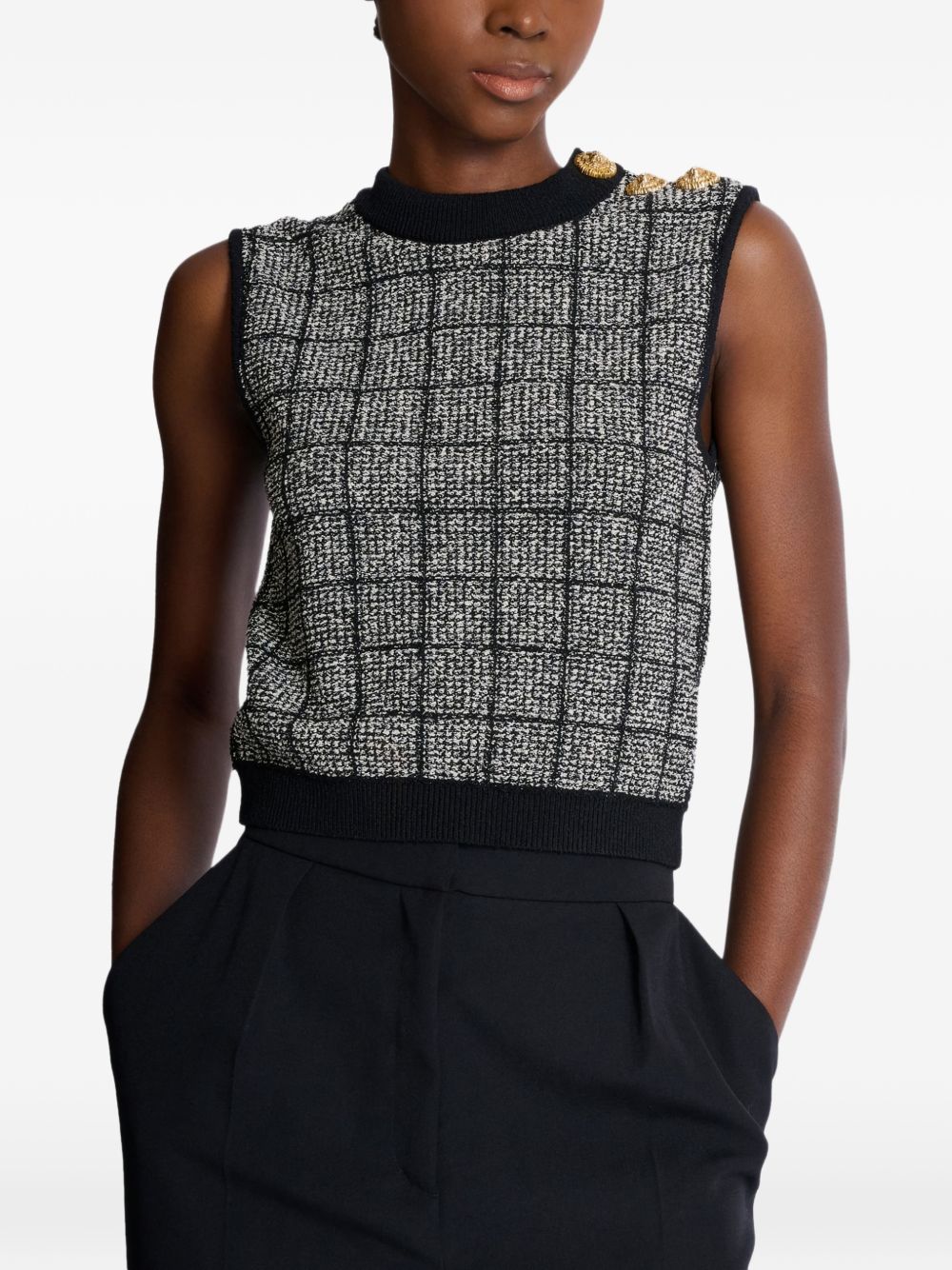 Balmain Tweed Tank Top – Cotton 43%, Viscose 28% - view 3