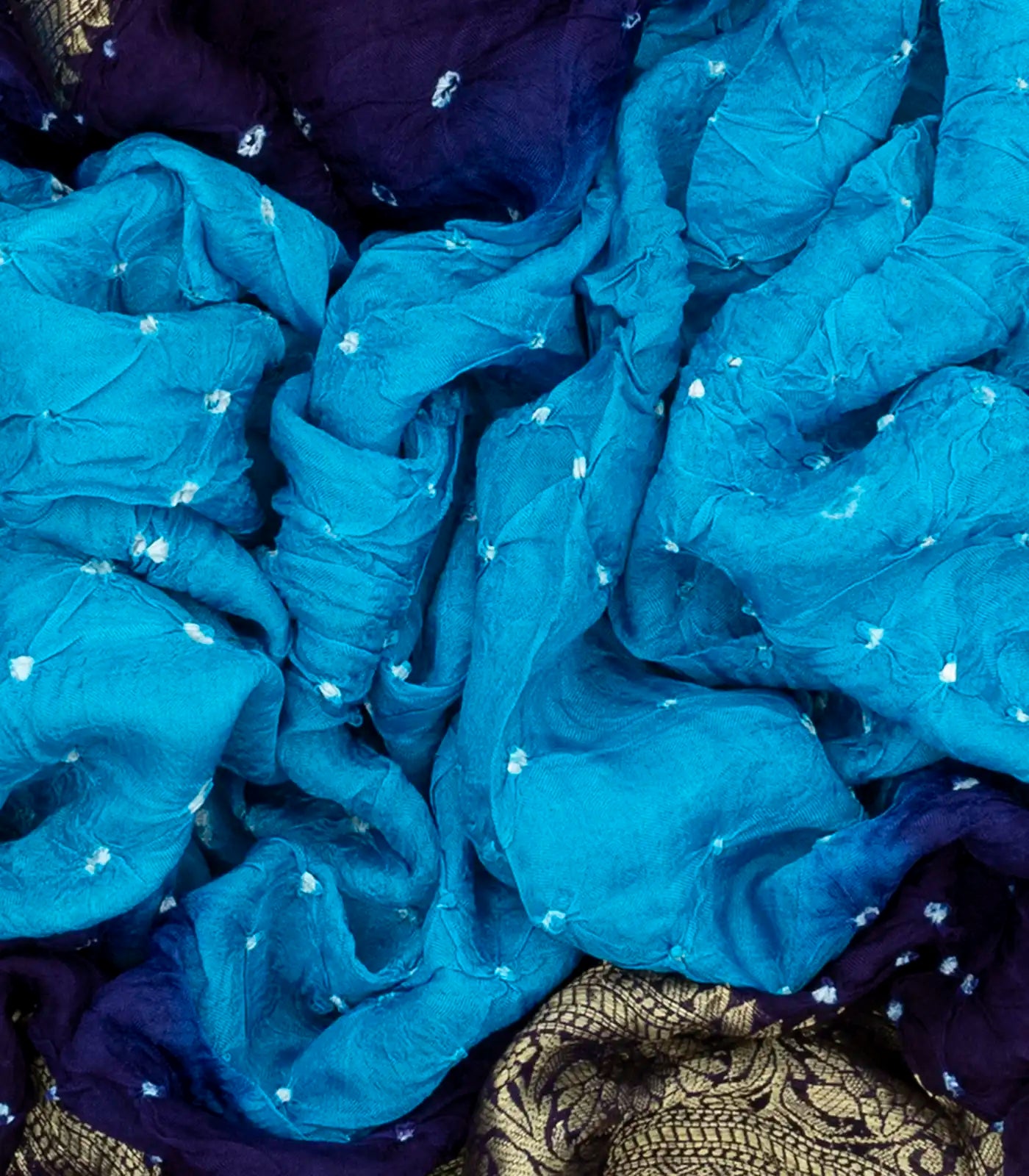 RmKV Light Blue Woven Blended Bandhej Saree With Floral Motifs-Light Blue - view 3