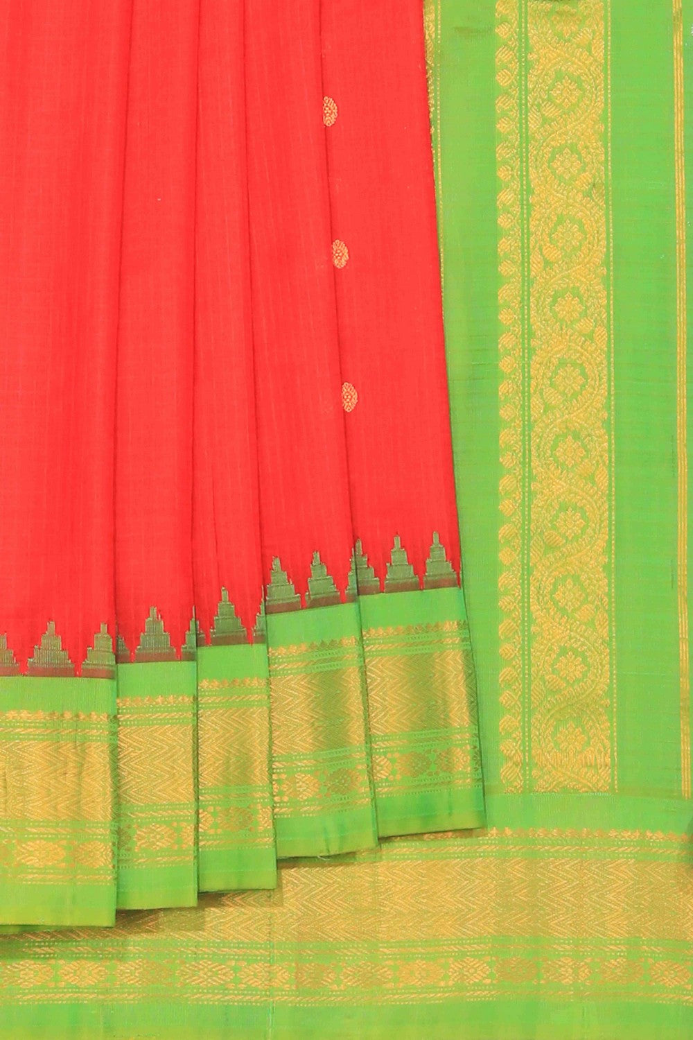 Kalanjali Gadwal Cotton Silk Red Saree – Women's