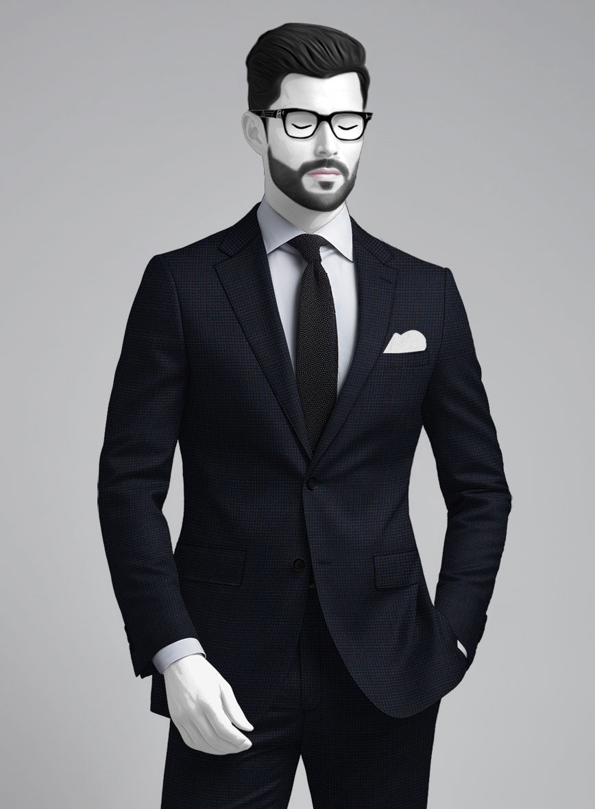 StudioSuits Napolean Alda Gingham Dark Blue Wool Suit - view 4